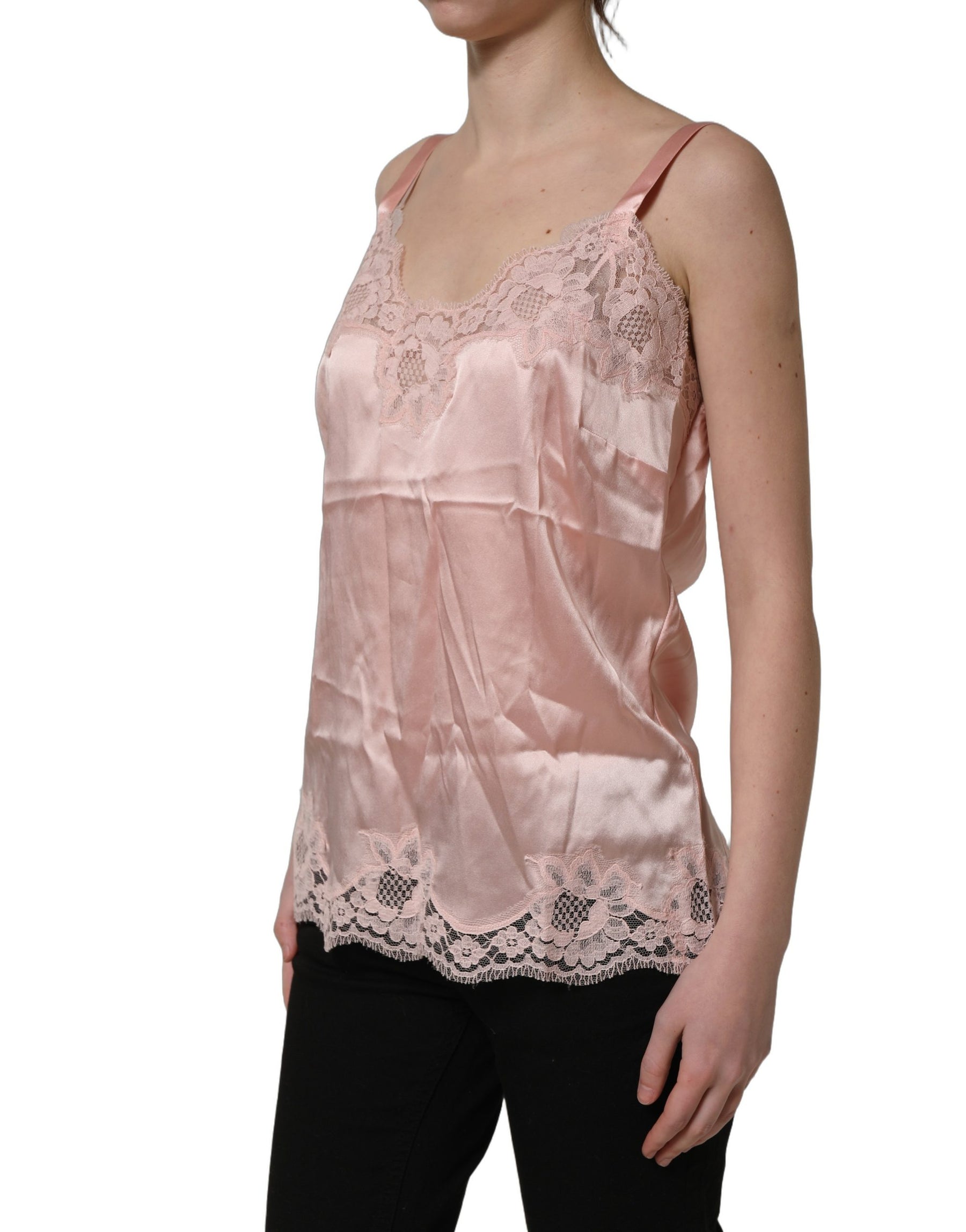 Dolce & Gabbana Light Pink Floral Lace Lingerie Underwear Top | Regal Royce