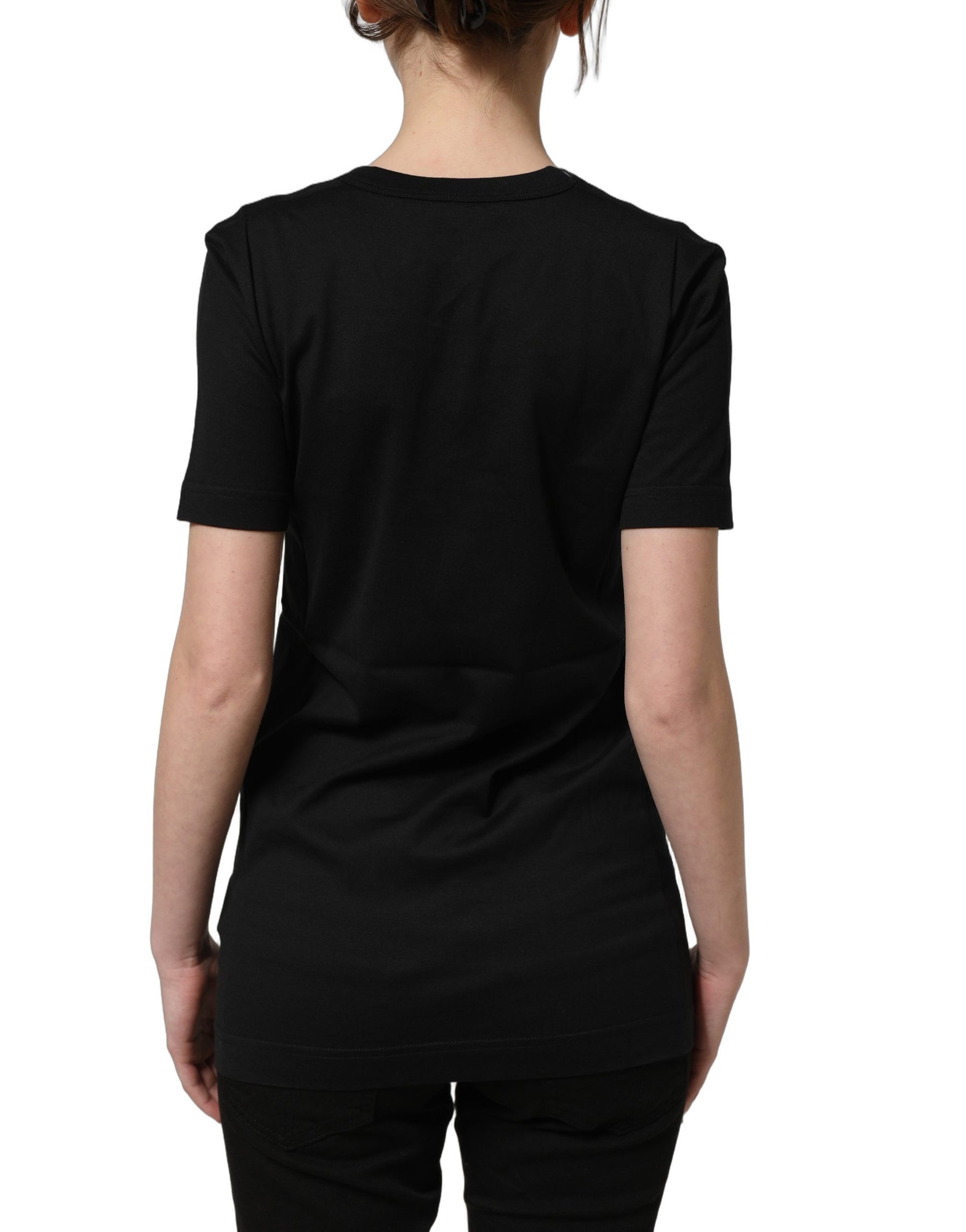 Dolce & Gabbana Black Cotton Short Sleeves Crew Neck T-shirt | Regal Royce