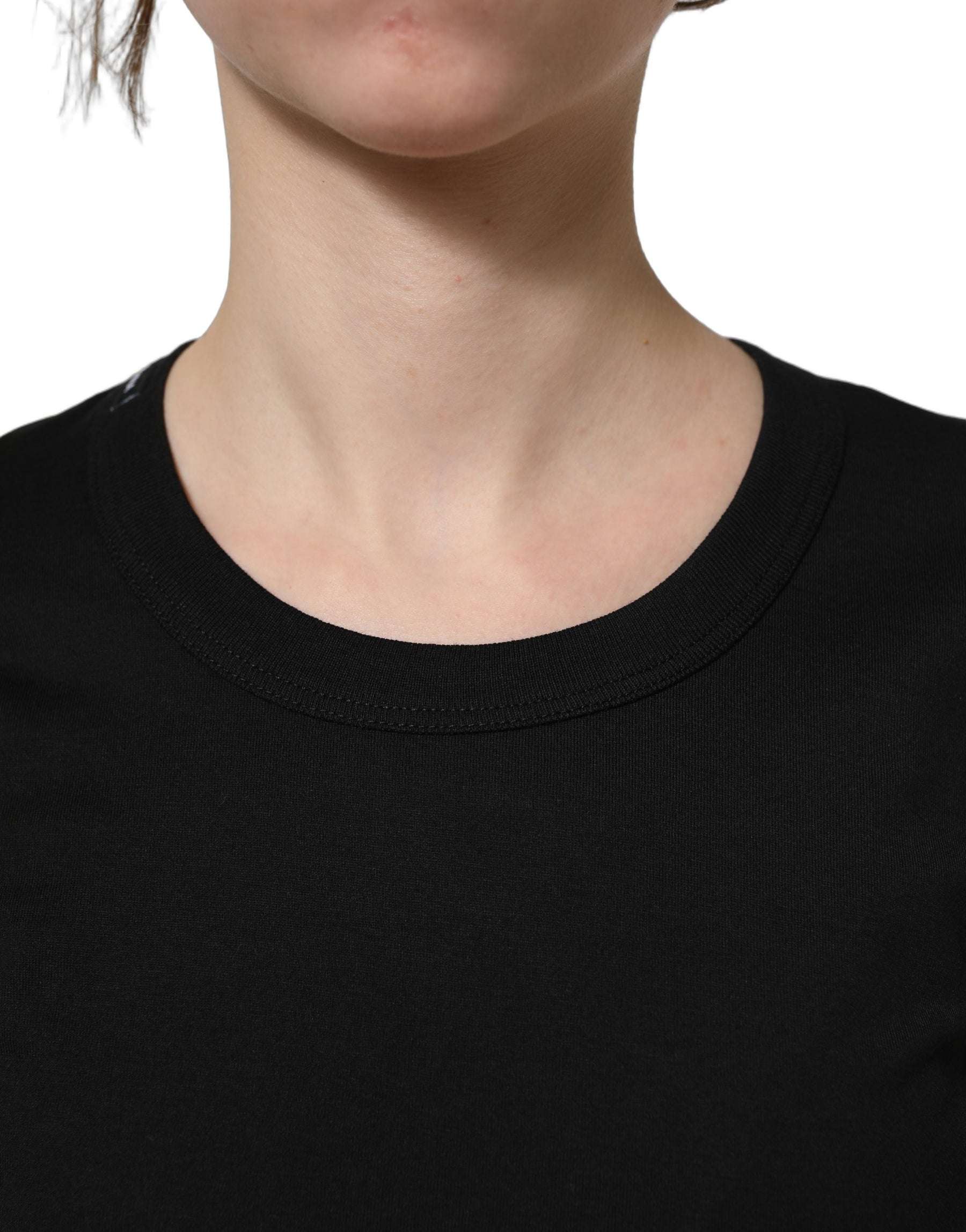 Dolce & Gabbana Black Cotton Short Sleeves Crew Neck T-shirt | Regal Royce