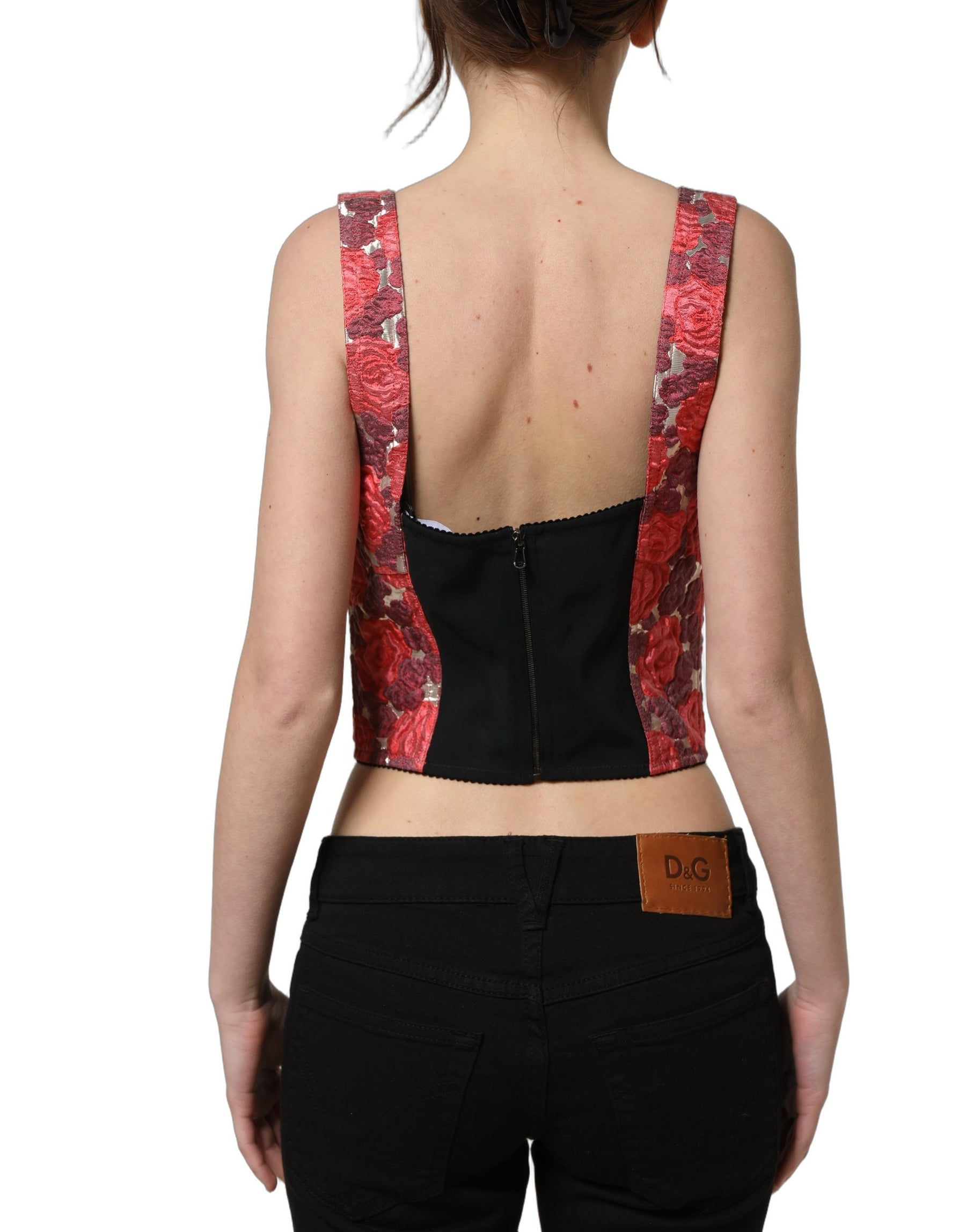 Dolce & Gabbana Multicolor Floral Cropped Bustier Tank Top | Regal Royce