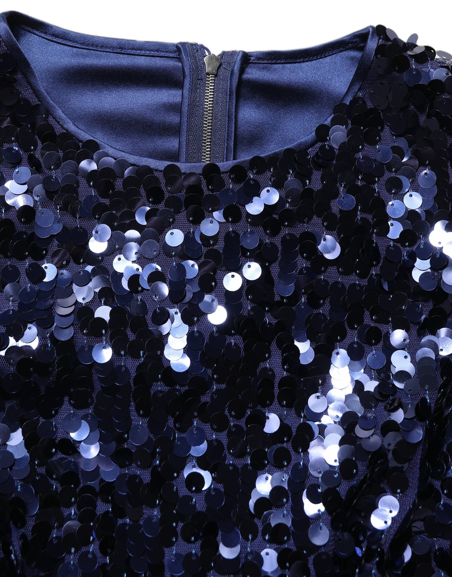 Dolce & Gabbana Blue Sequined Long Sleeves Crop Blouse Top | Regal Royce