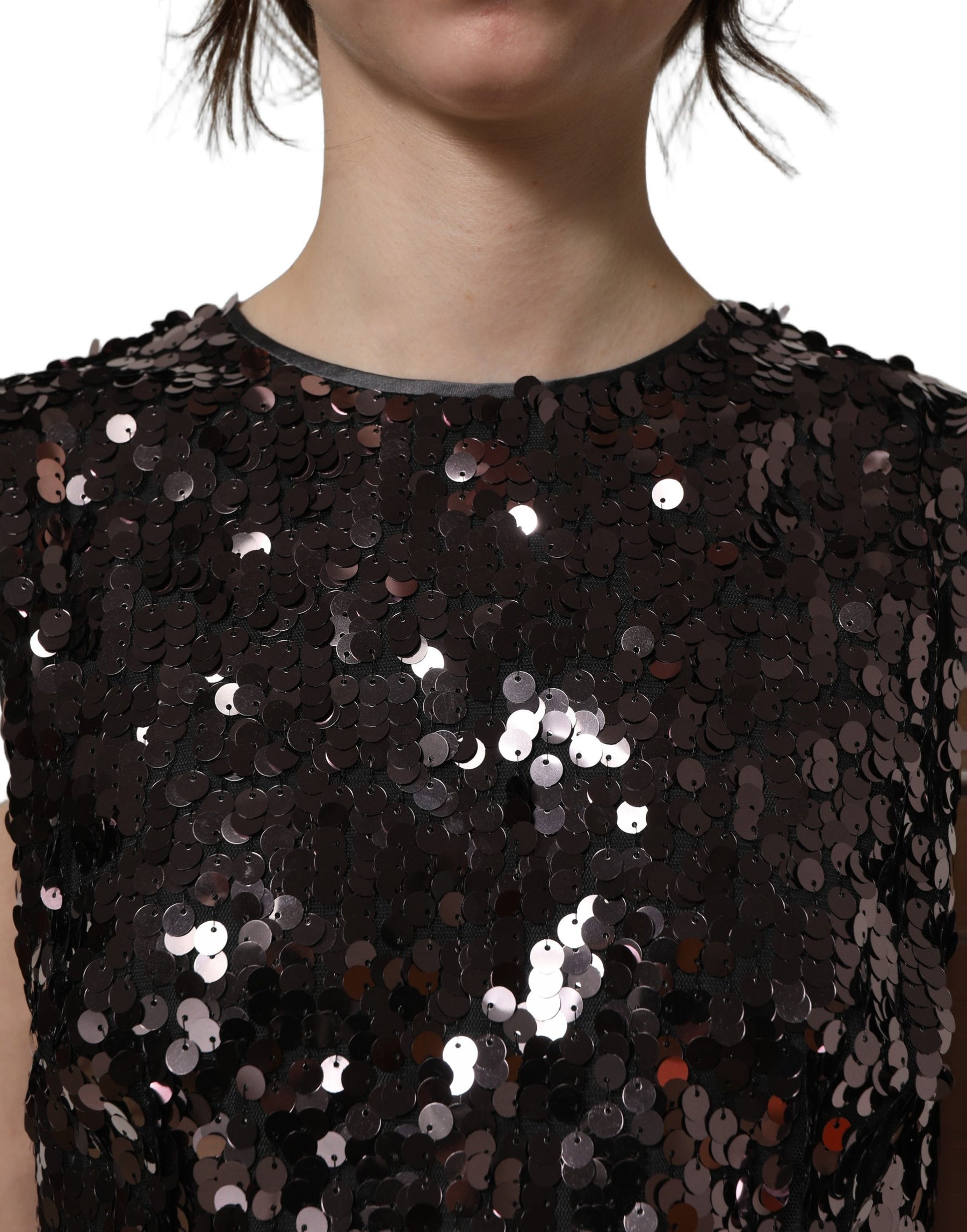 Dolce & Gabbana Purple Sequined Sleeveless Cropped Tank Top | Regal Royce