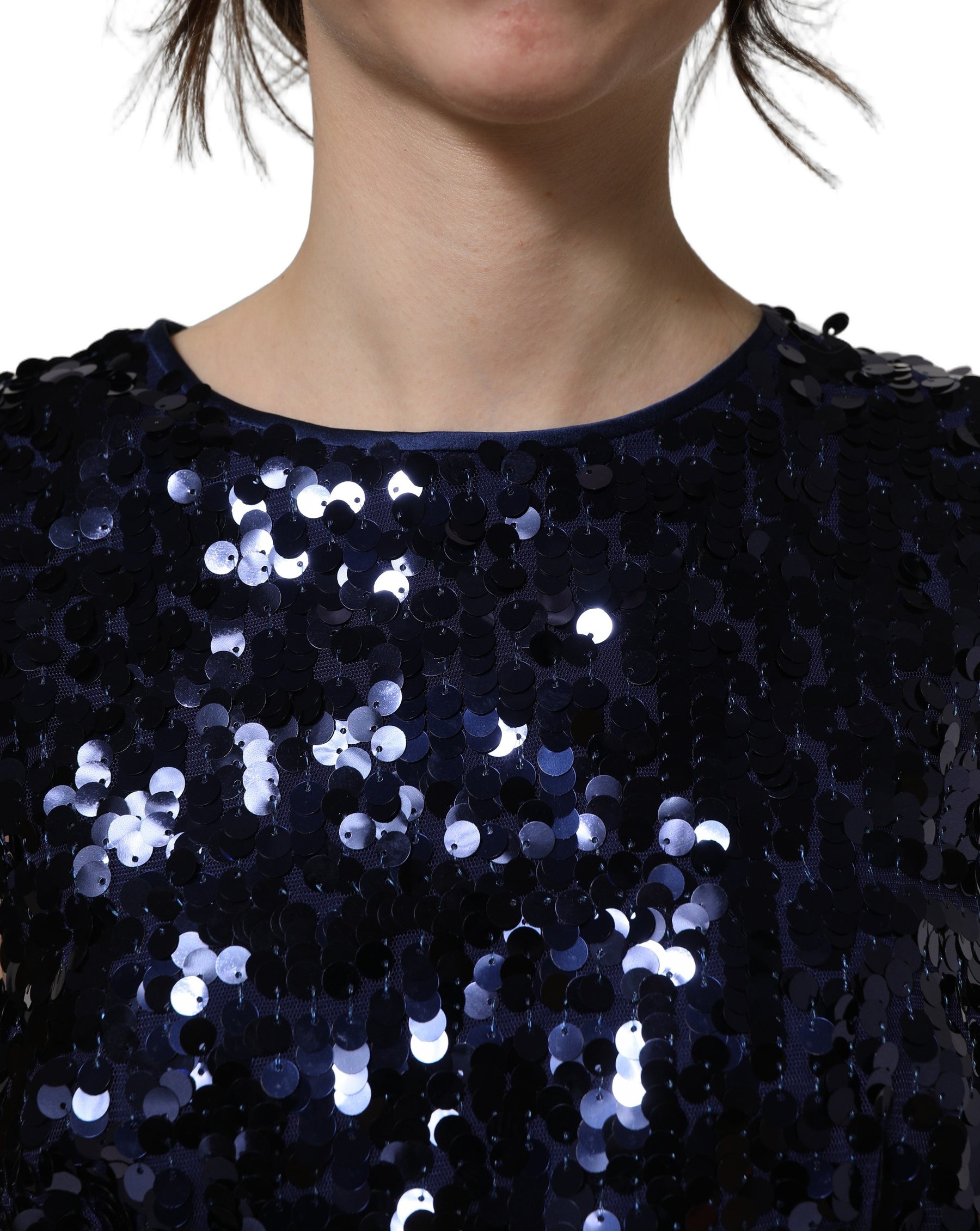 Dolce & Gabbana Blue Sequined Sleeveless Cropped Tank Top | Regal Royce