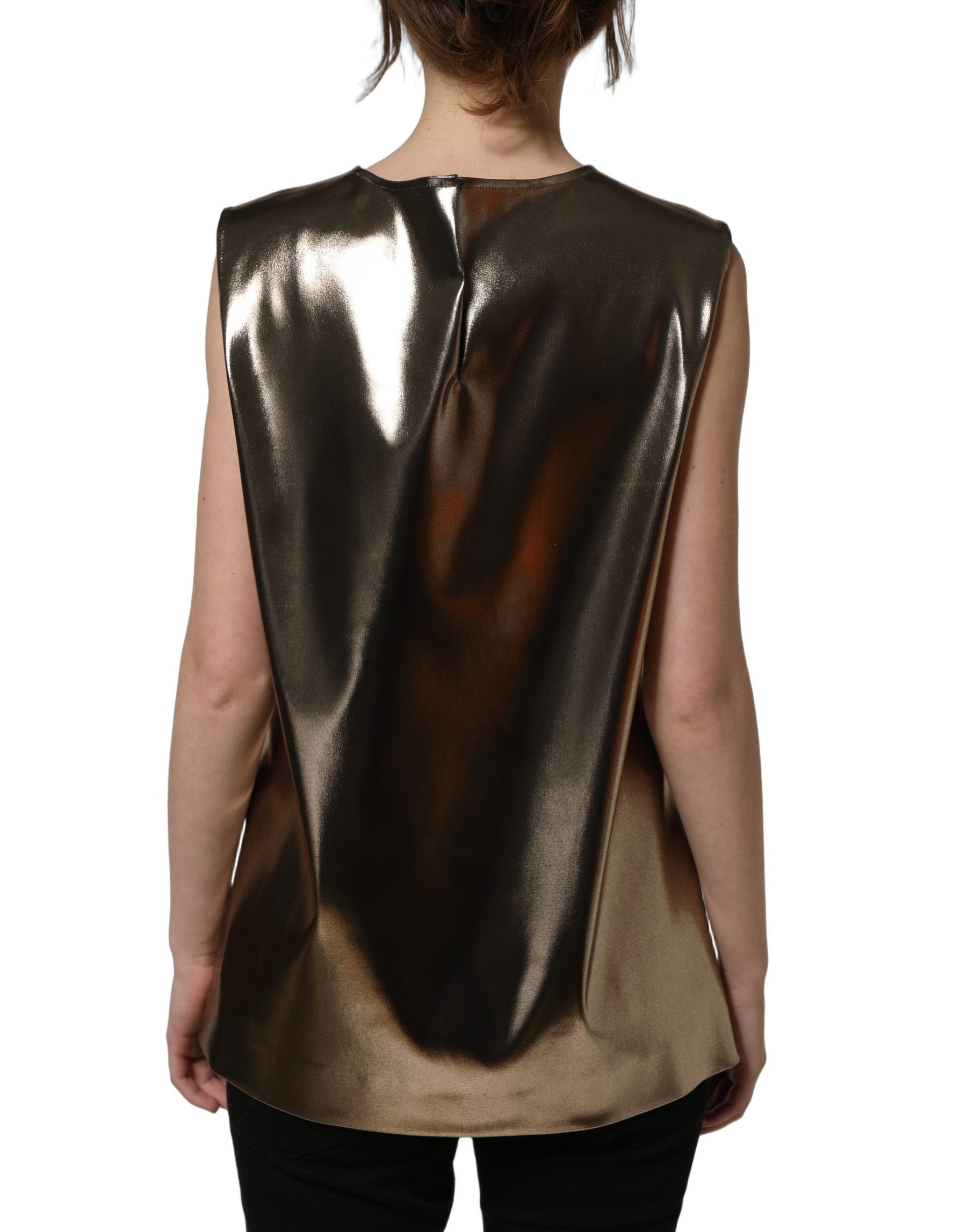 Dolce & Gabbana Metallic Bronze Roundneck SleevelessTank Top | Regal Royce