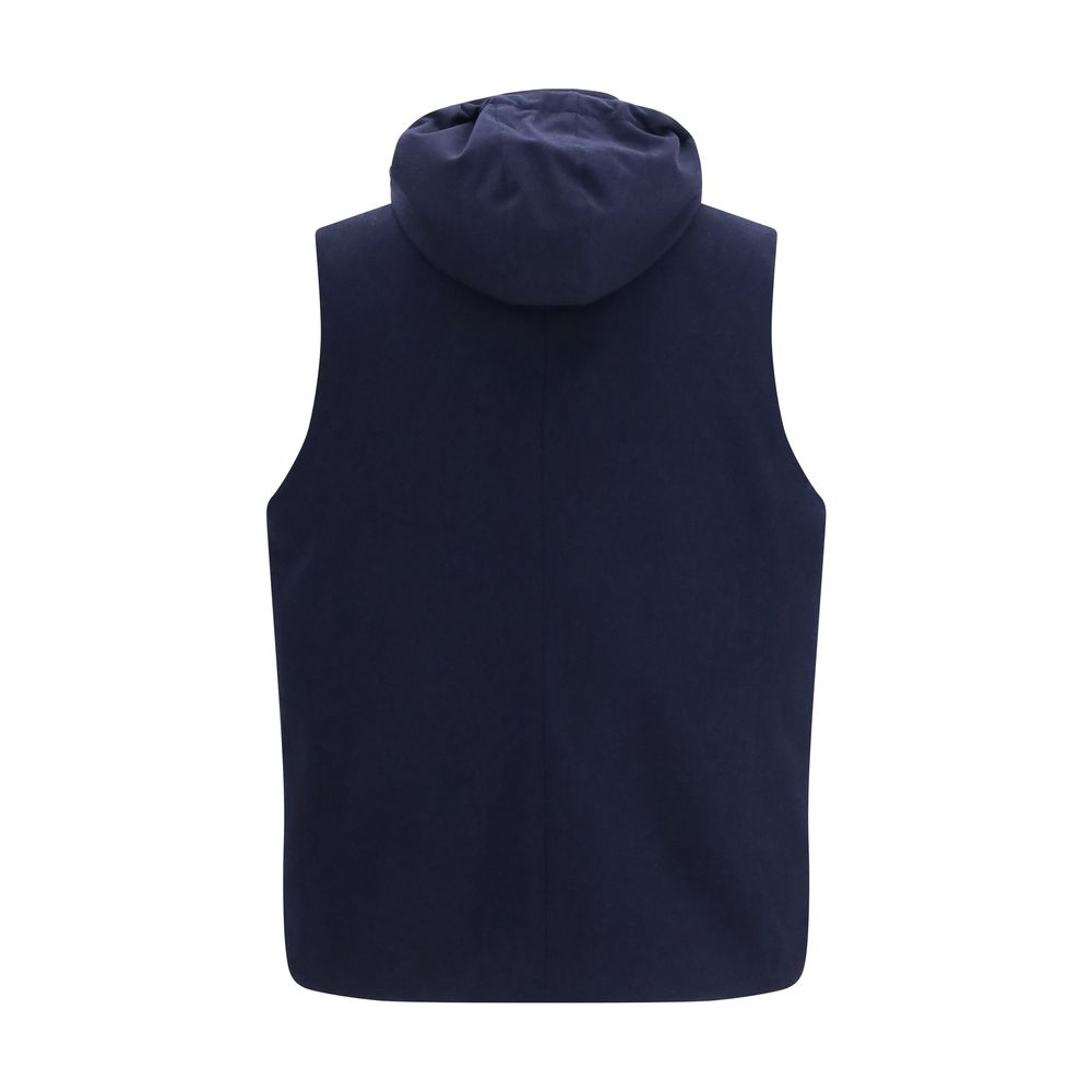 Brunello Cucinelli Blue Wool Oves Aries Sleeveless Jacket | Regal Royce