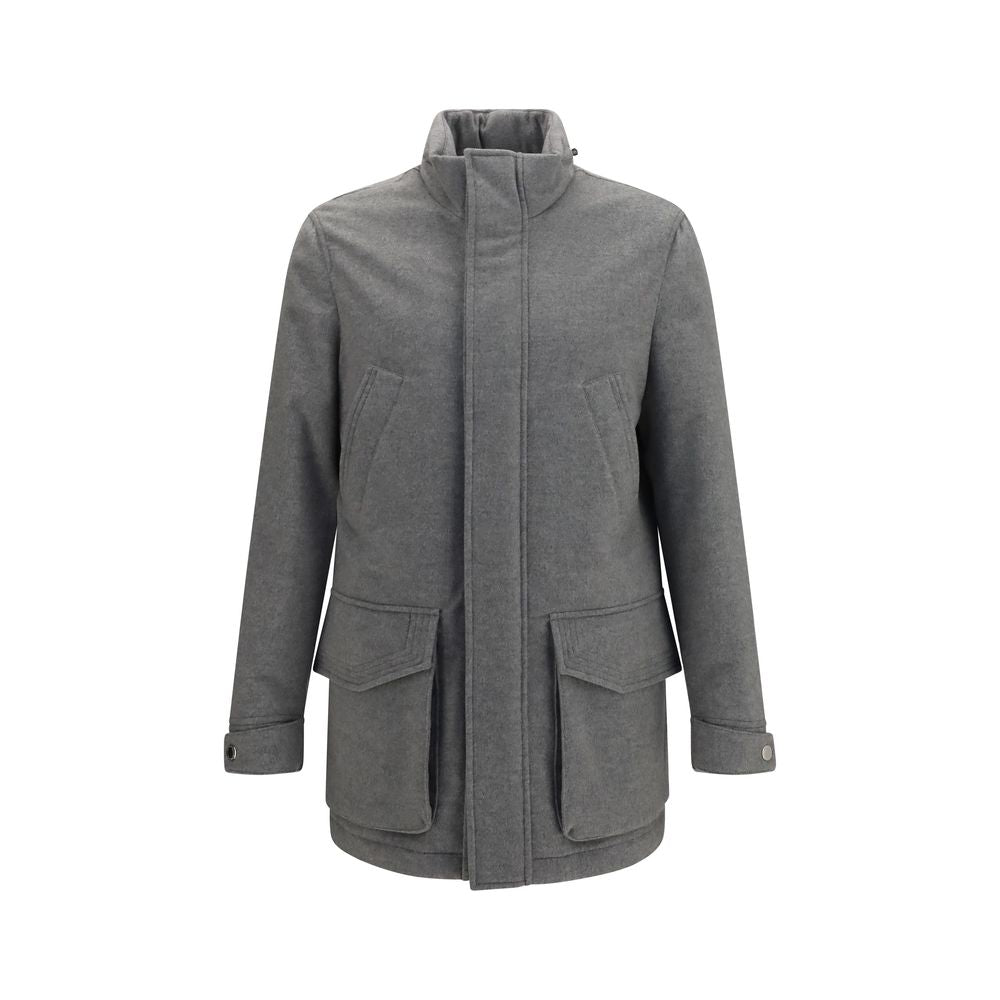 Brunello Cucinelli Gray Cashmere Full-Length Jacket | Regal Royce