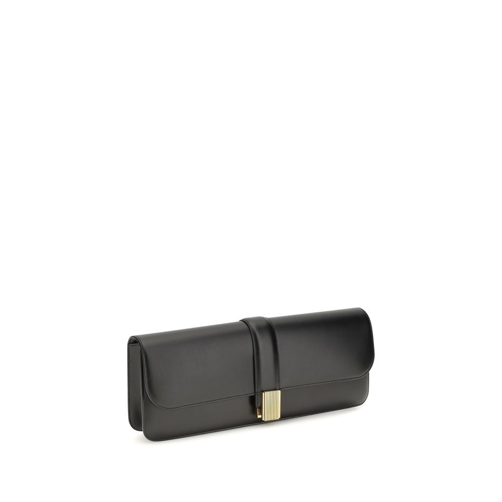 Khaite Black Calf Leather Bos Taurus Clutch Bag | Regal Royce