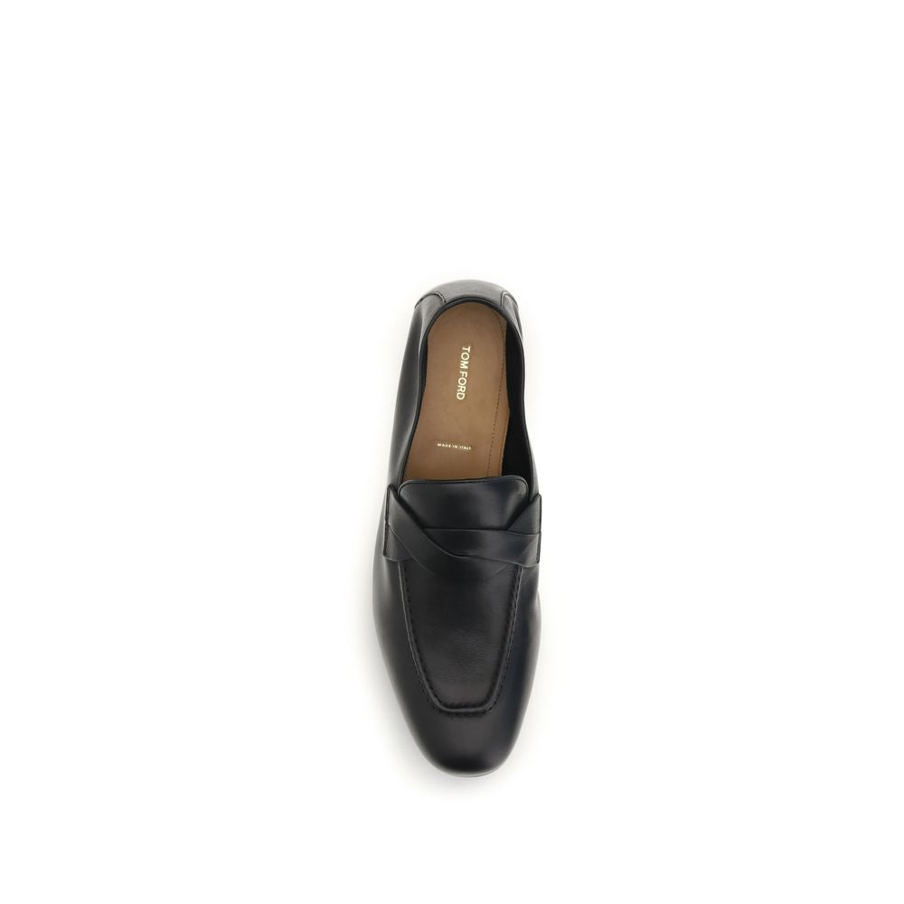 Tom Ford Black Calf Leather Bos Taurus Slip-On Loafers | Regal Royce