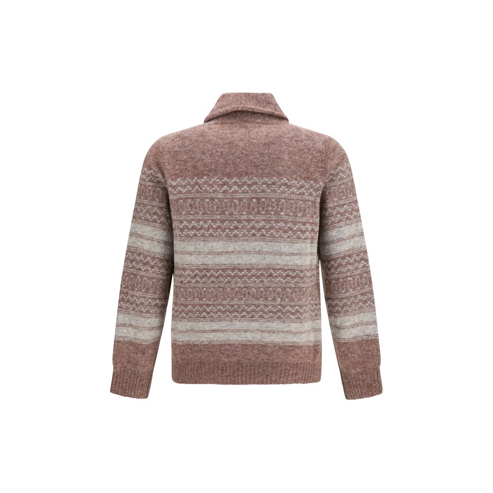 Brunello Cucinelli Bordeaux Alpaca Vicugna Pacos Cardigan | Regal Royce