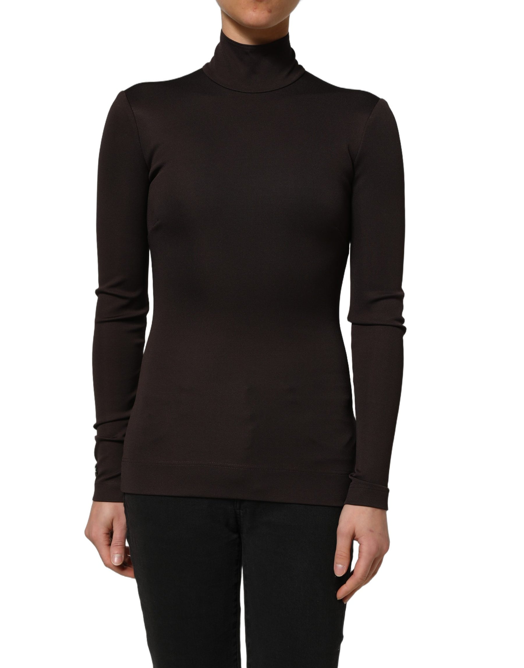 Dolce & Gabbana Brown Turtleneck Long Sleeves Blouse Top | Regal Royce