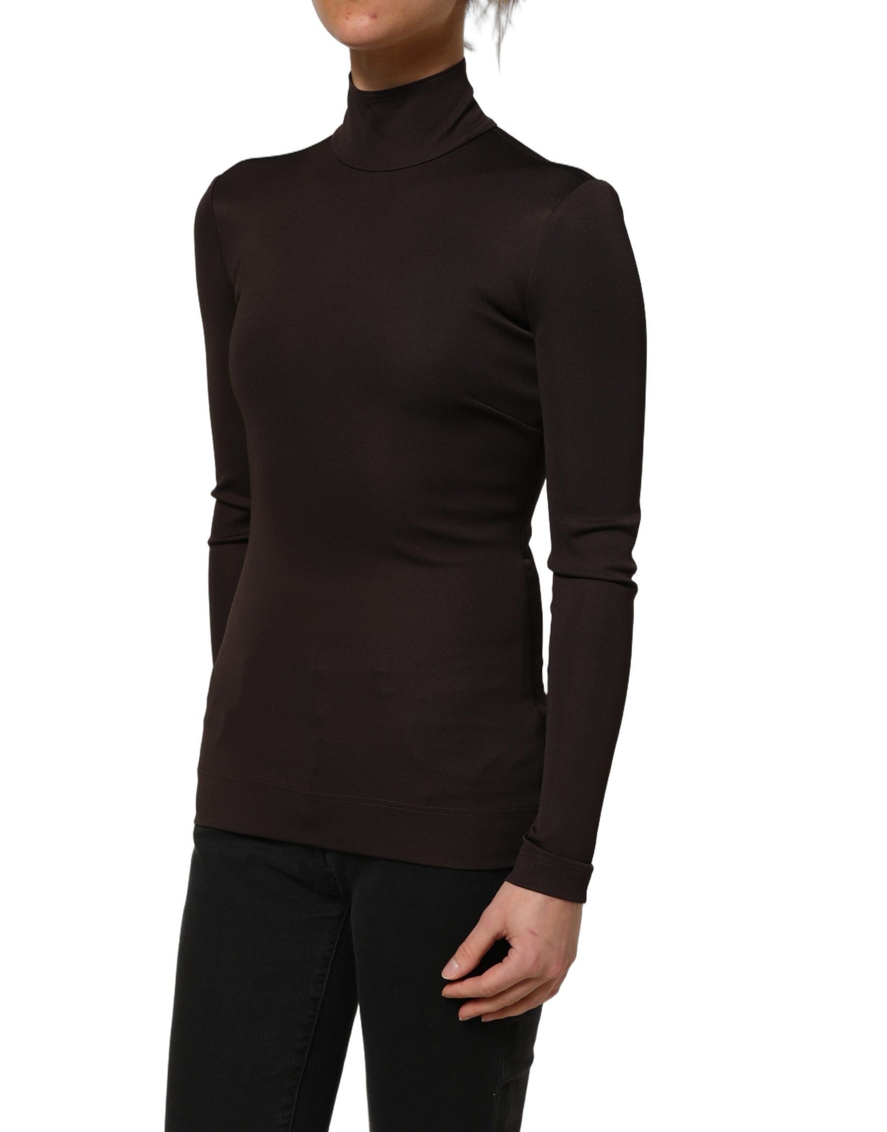 Dolce & Gabbana Brown Turtleneck Long Sleeves Blouse Top | Regal Royce