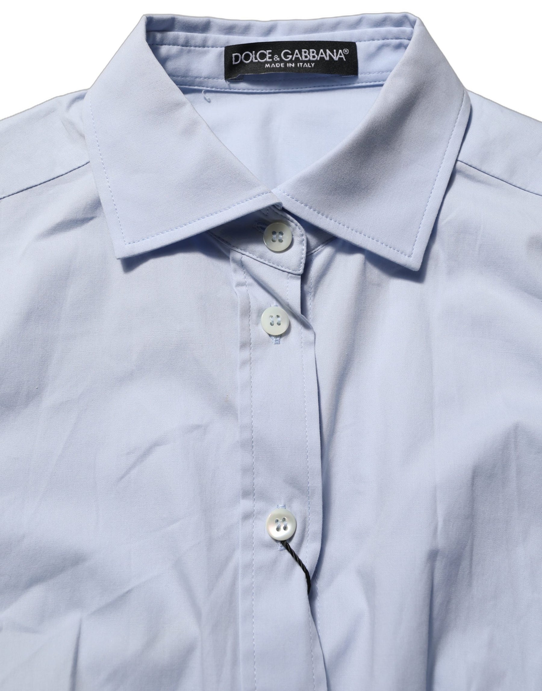 Dolce & Gabbana Blue Collared Long Sleeves Dress Shirt Top | Regal Royce