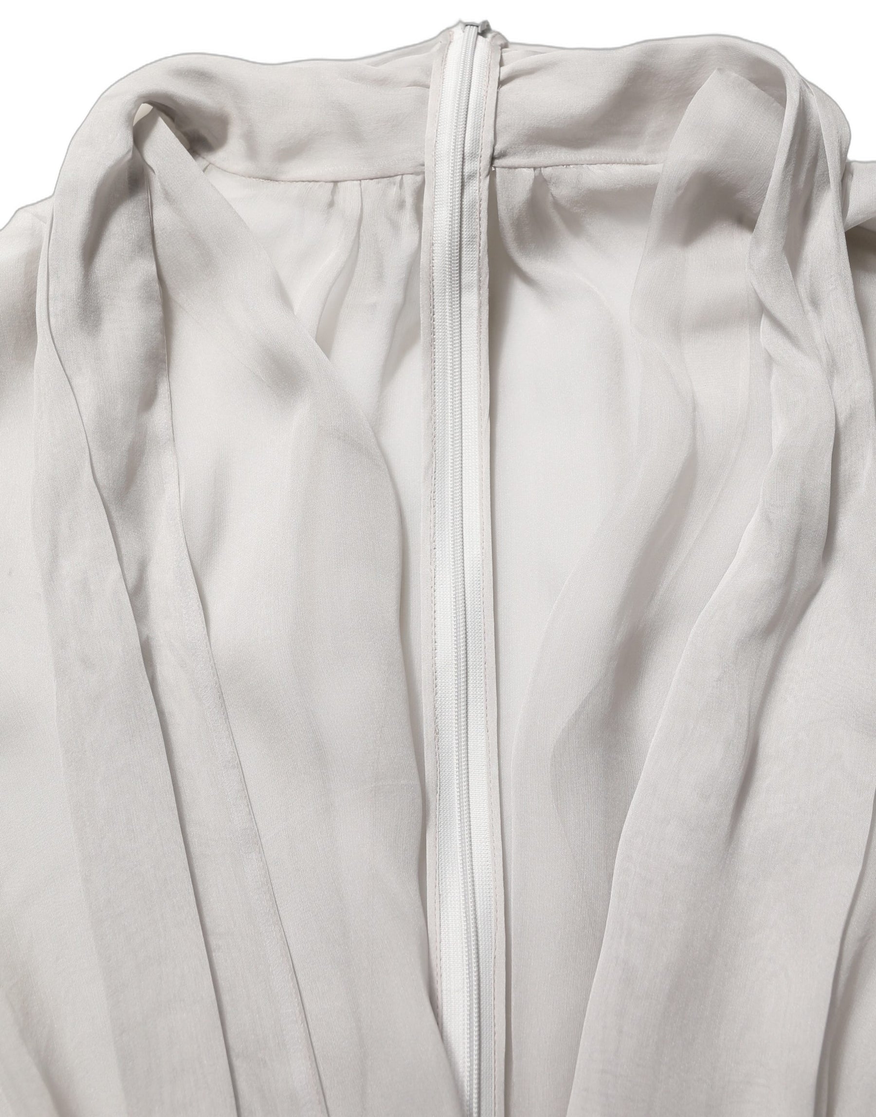 Dolce & Gabbana Gray Sheer Silk Chiffon Shirt Bow Collar Top | Regal Royce