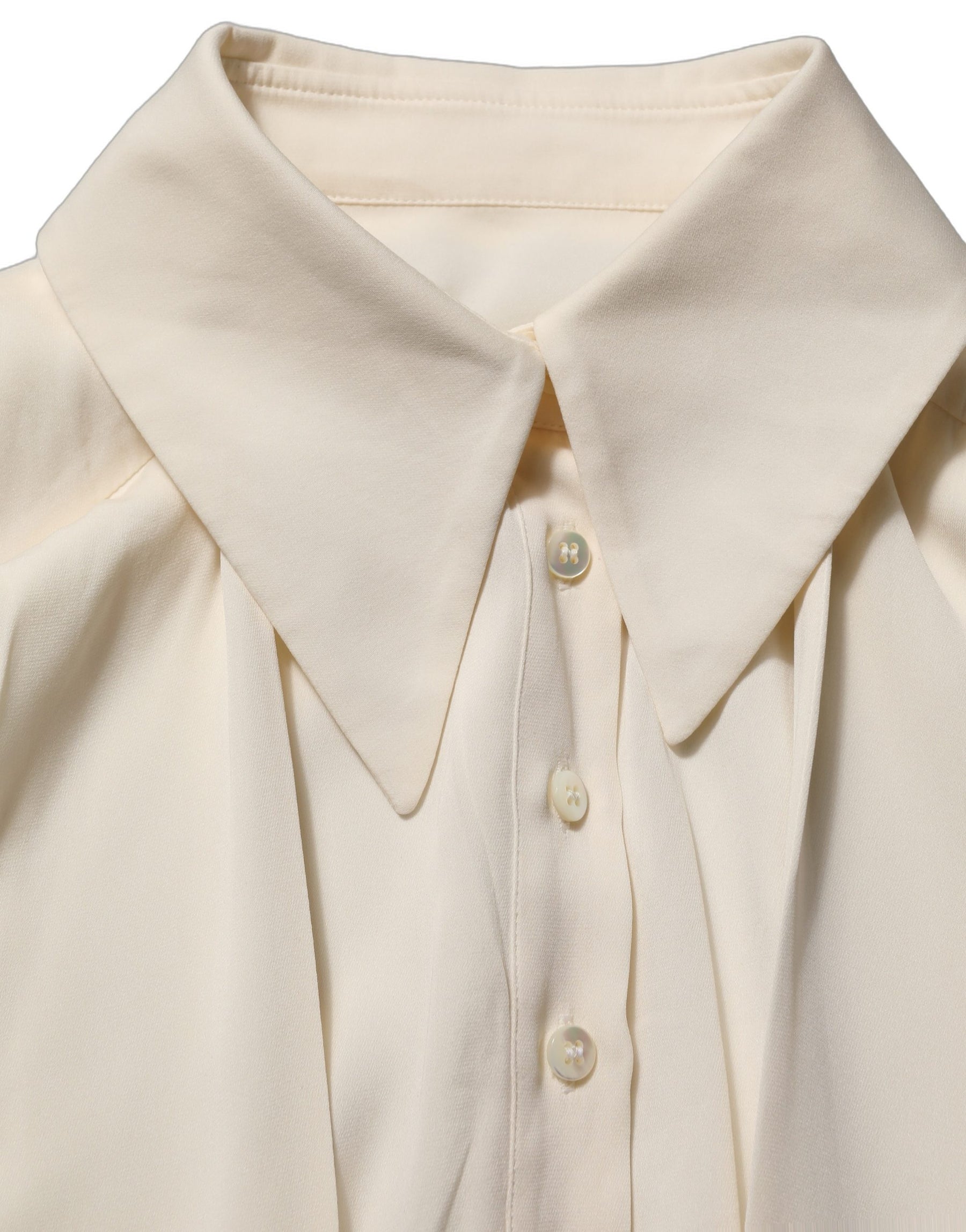 Dolce & Gabbana Off White Ascot Collar Long Sleeves Blouse Top | Regal Royce