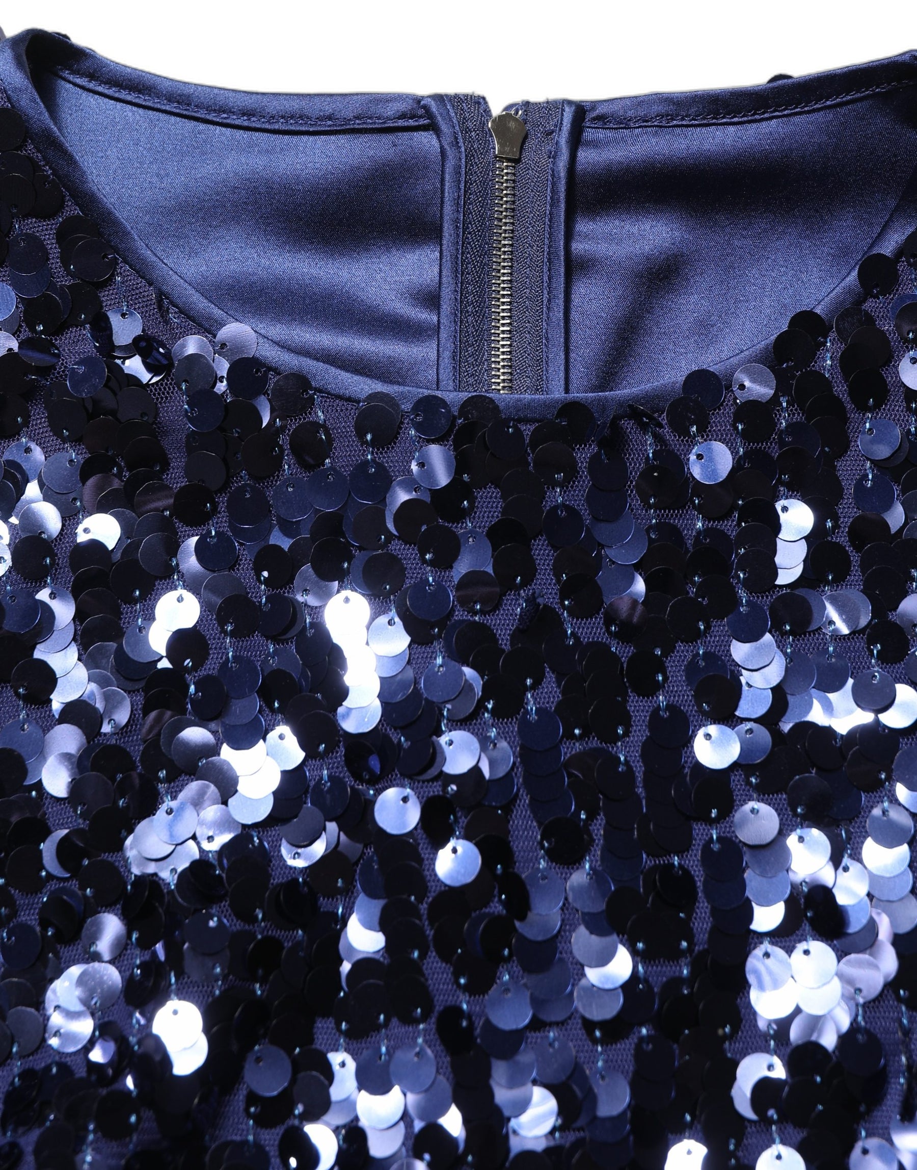 Dolce & Gabbana Blue Sequined Long Sleeves Crop Blouse Top | Regal Royce