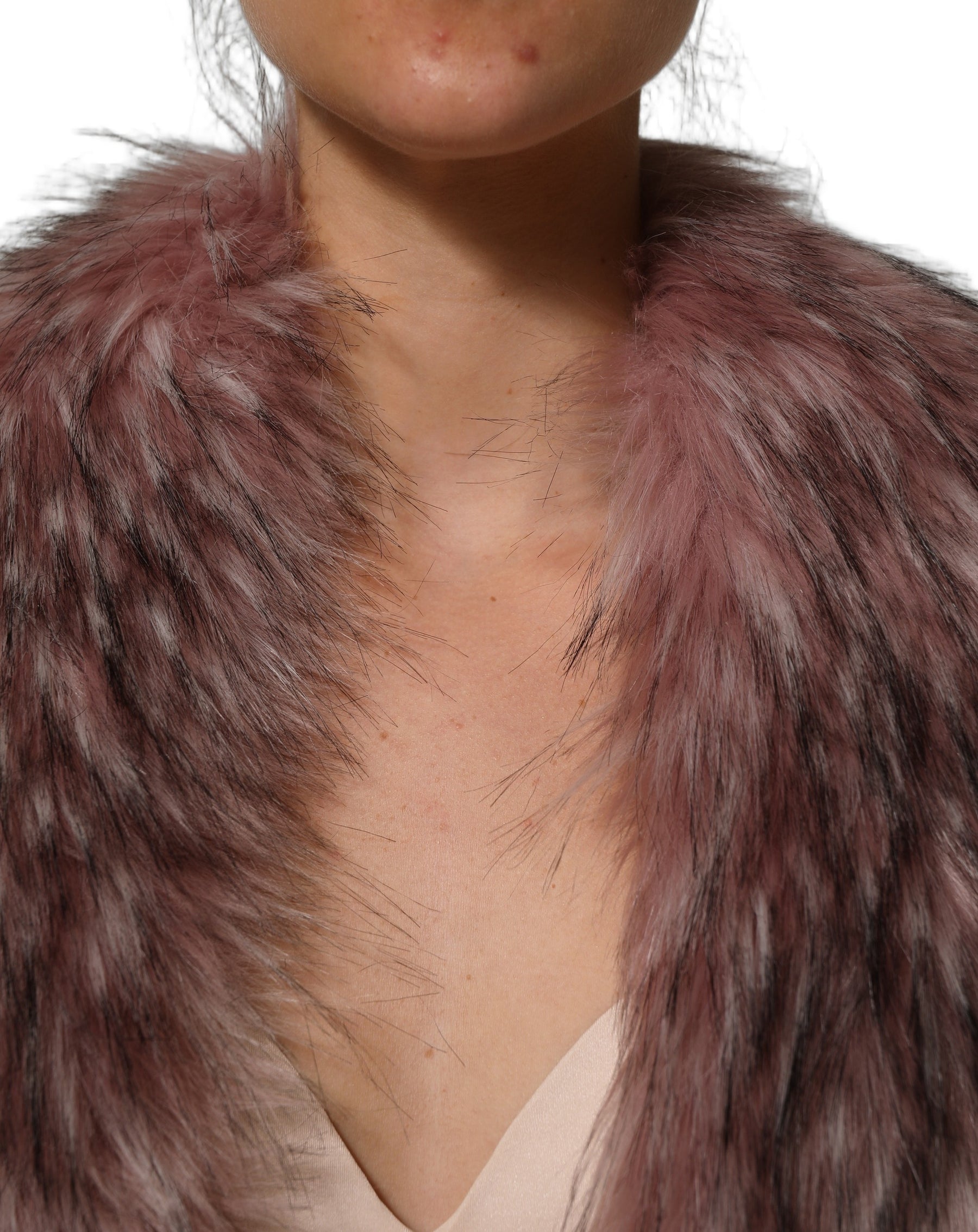 Dolce & Gabbana Pink Acrylic Faux Fur Knit Shrug Vest Top | Regal Royce