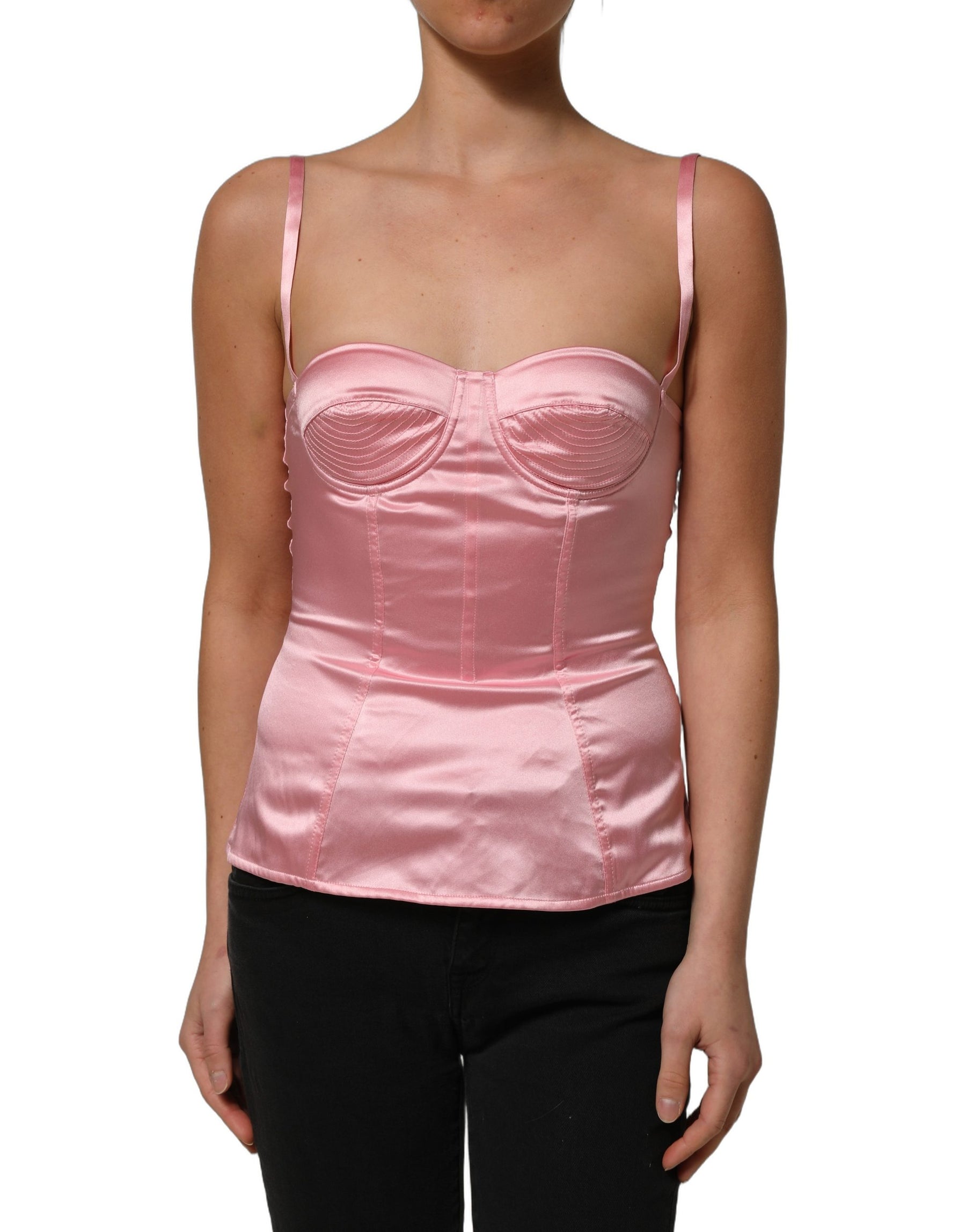 Dolce & Gabbana Pink Silk Satin Padded Bra Corset Style Top | Regal Royce