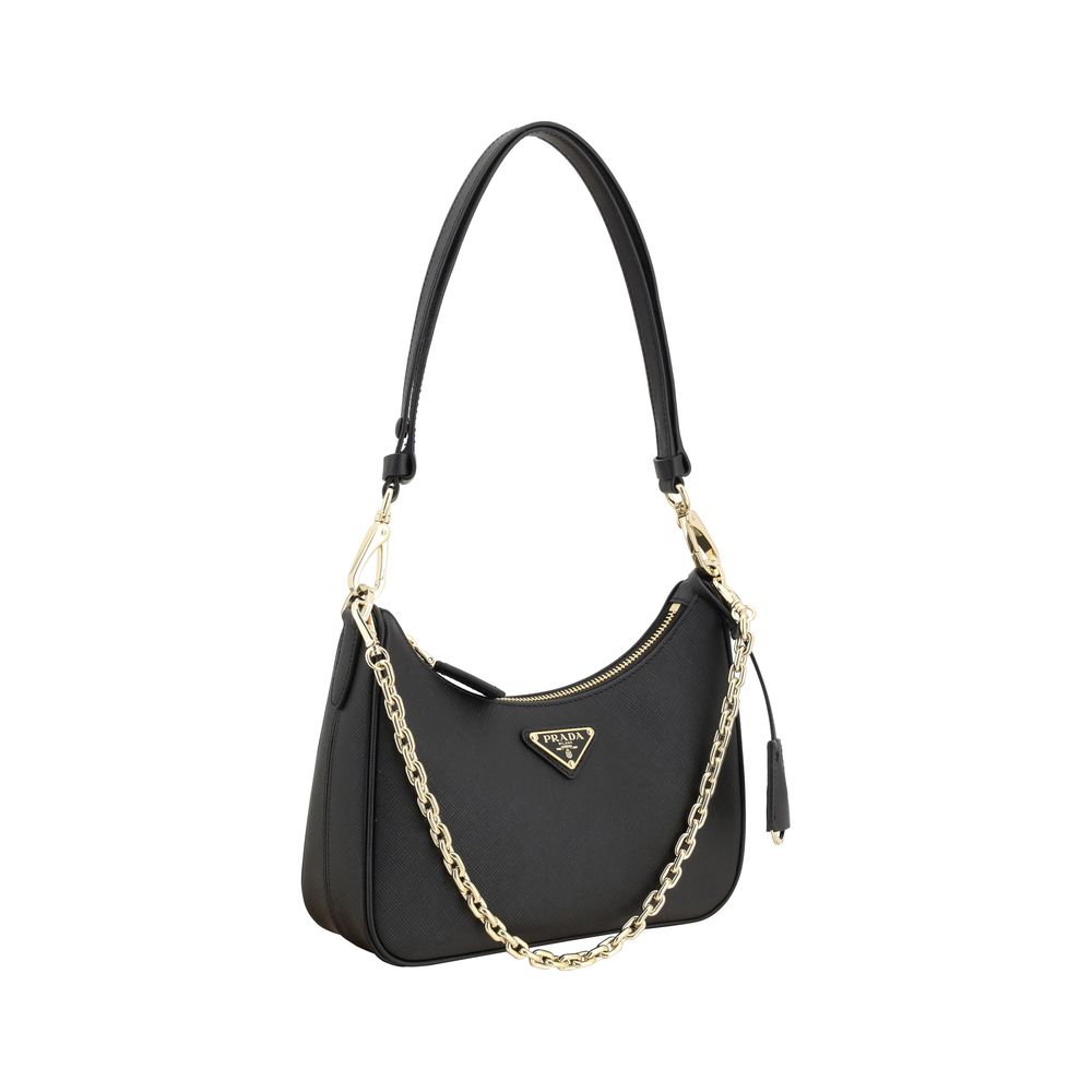 Prada Black Calf Leather Bos Taurus Shoulder Bag | Regal Royce