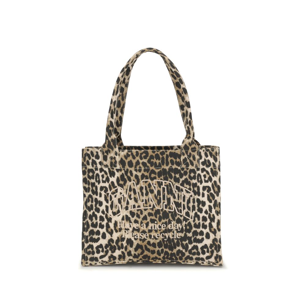 Ganni Brown Recycled Cotton Shoulder Bag | Regal Royce