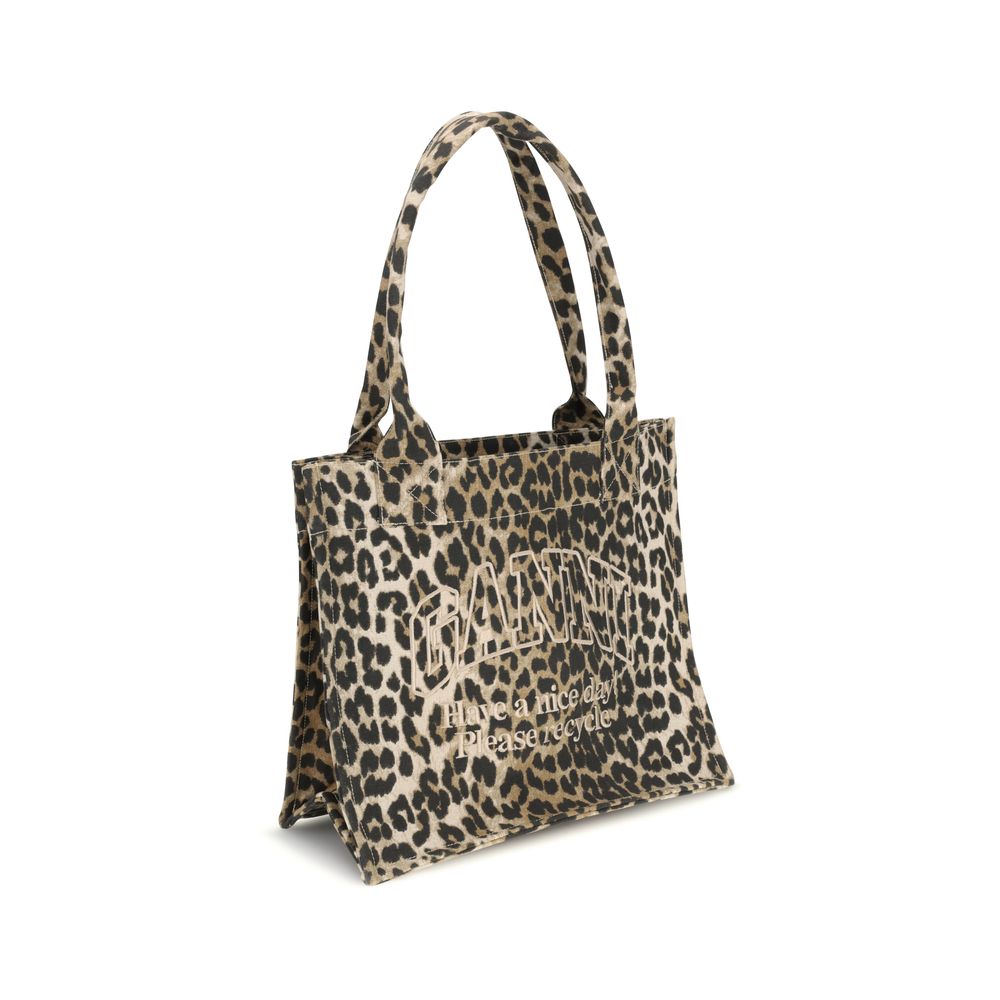 Ganni Brown Recycled Cotton Shoulder Bag | Regal Royce