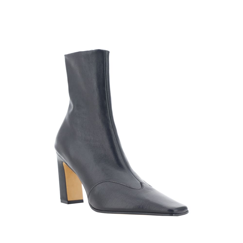 Khaite Black Calf Leather Bos Taurus Ankle Boots | Regal Royce