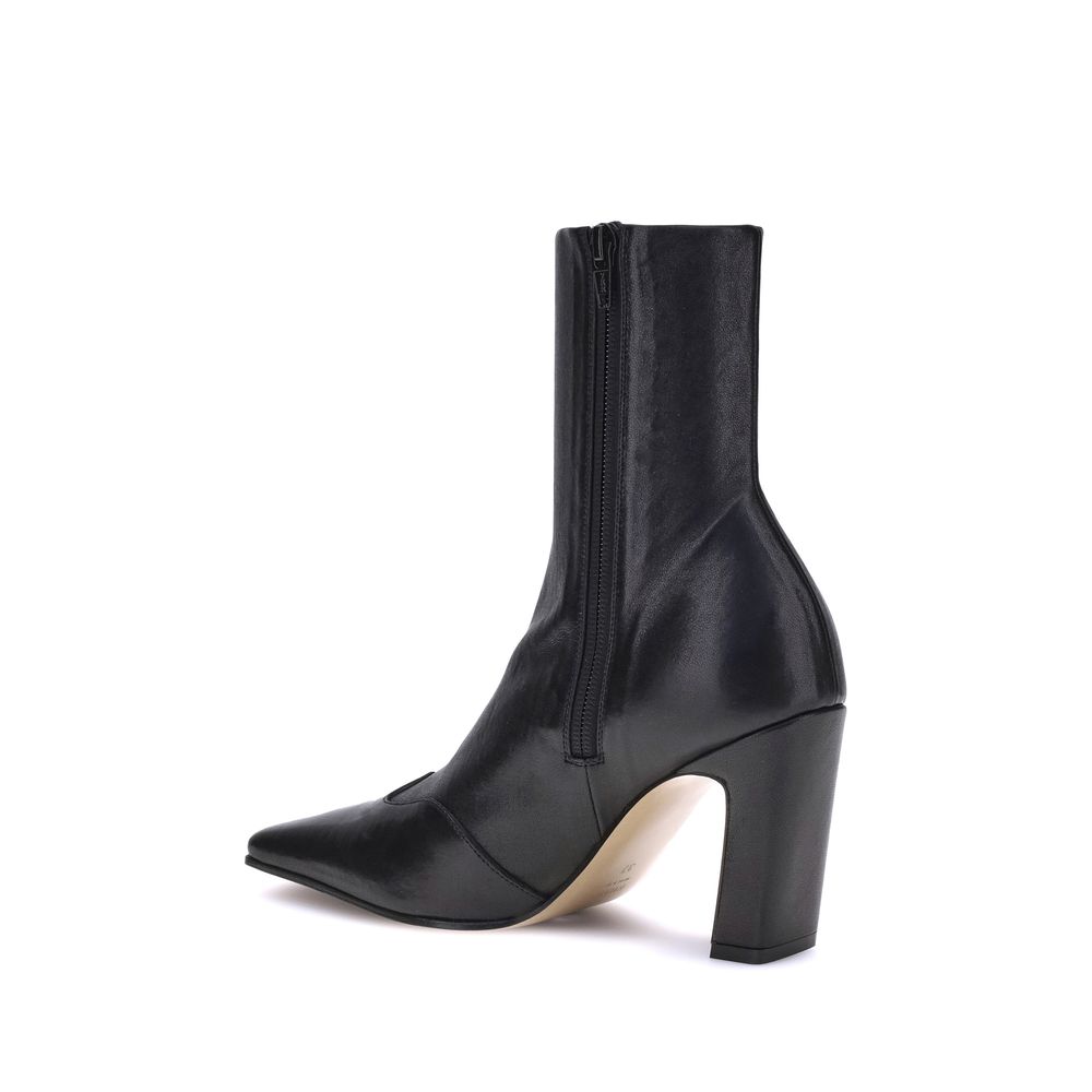 Khaite Black Calf Leather Bos Taurus Ankle Boots | Regal Royce