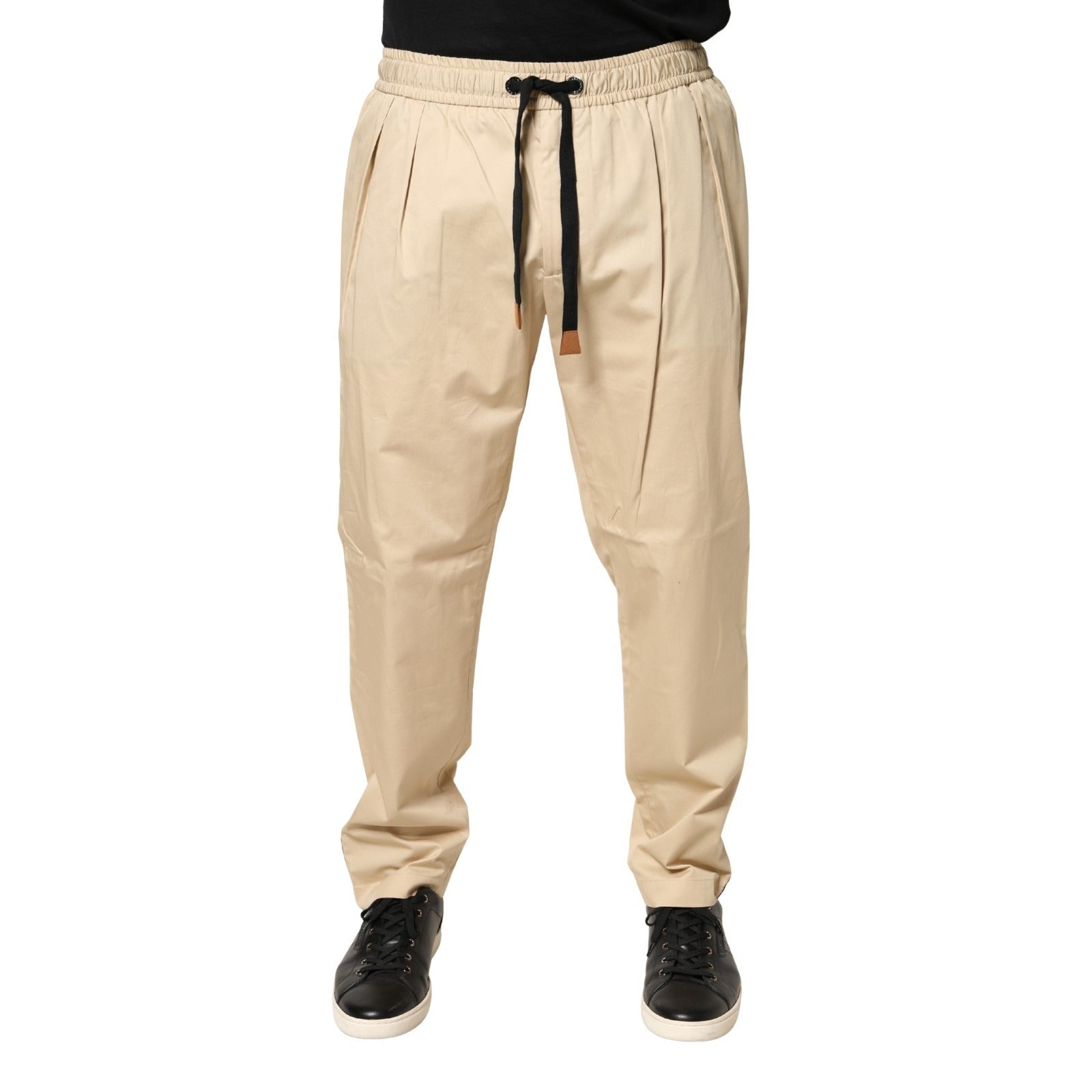 Dolce & Gabbana Beige Cotton Skinny Men Jogger Trouser Pants | Regal Royce