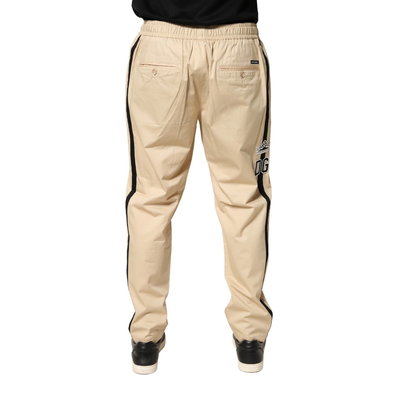 Dolce & Gabbana Beige Cotton Skinny Men Jogger Trouser Pants | Regal Royce