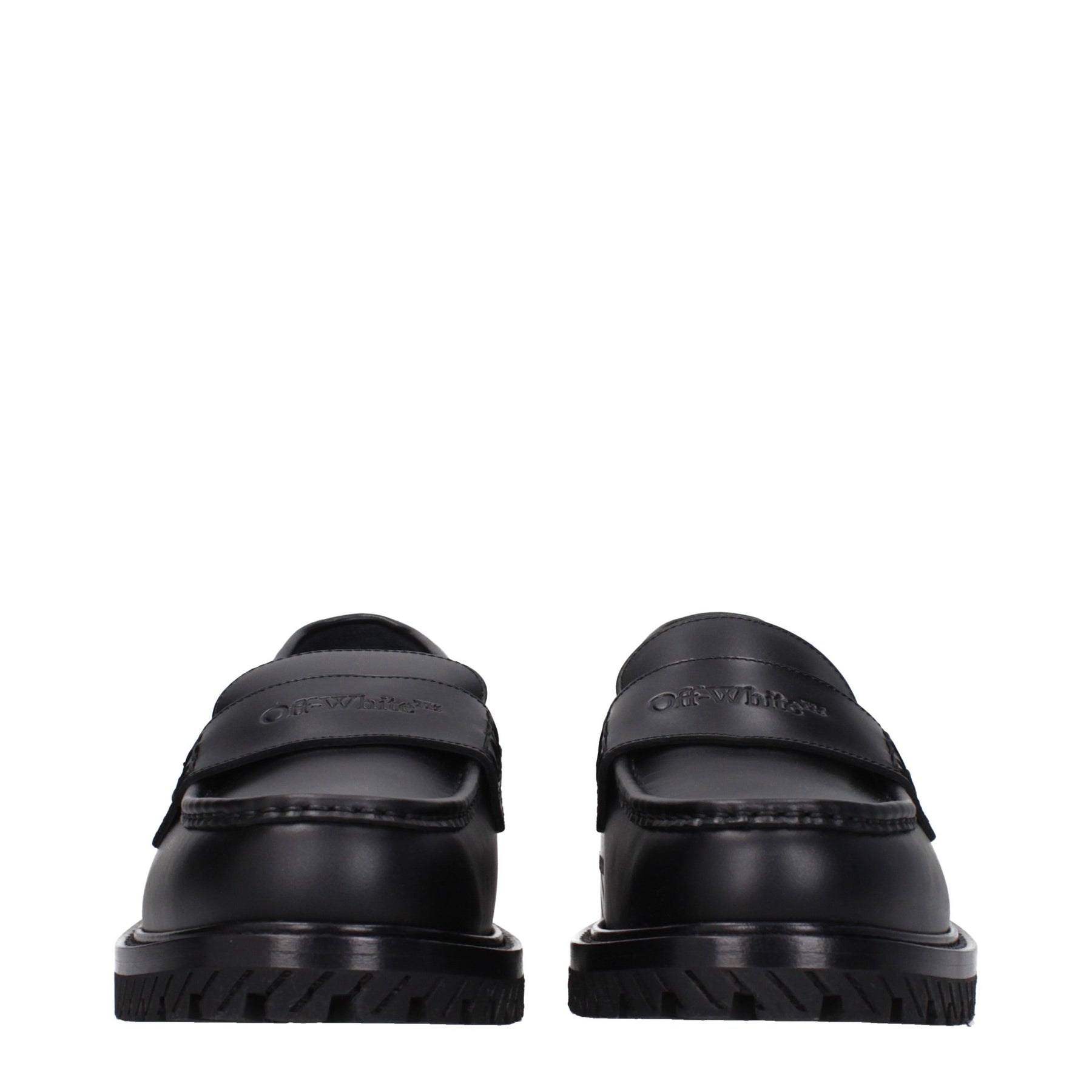 Off-White Black Leather Slip-On Loafers | Regal Royce
