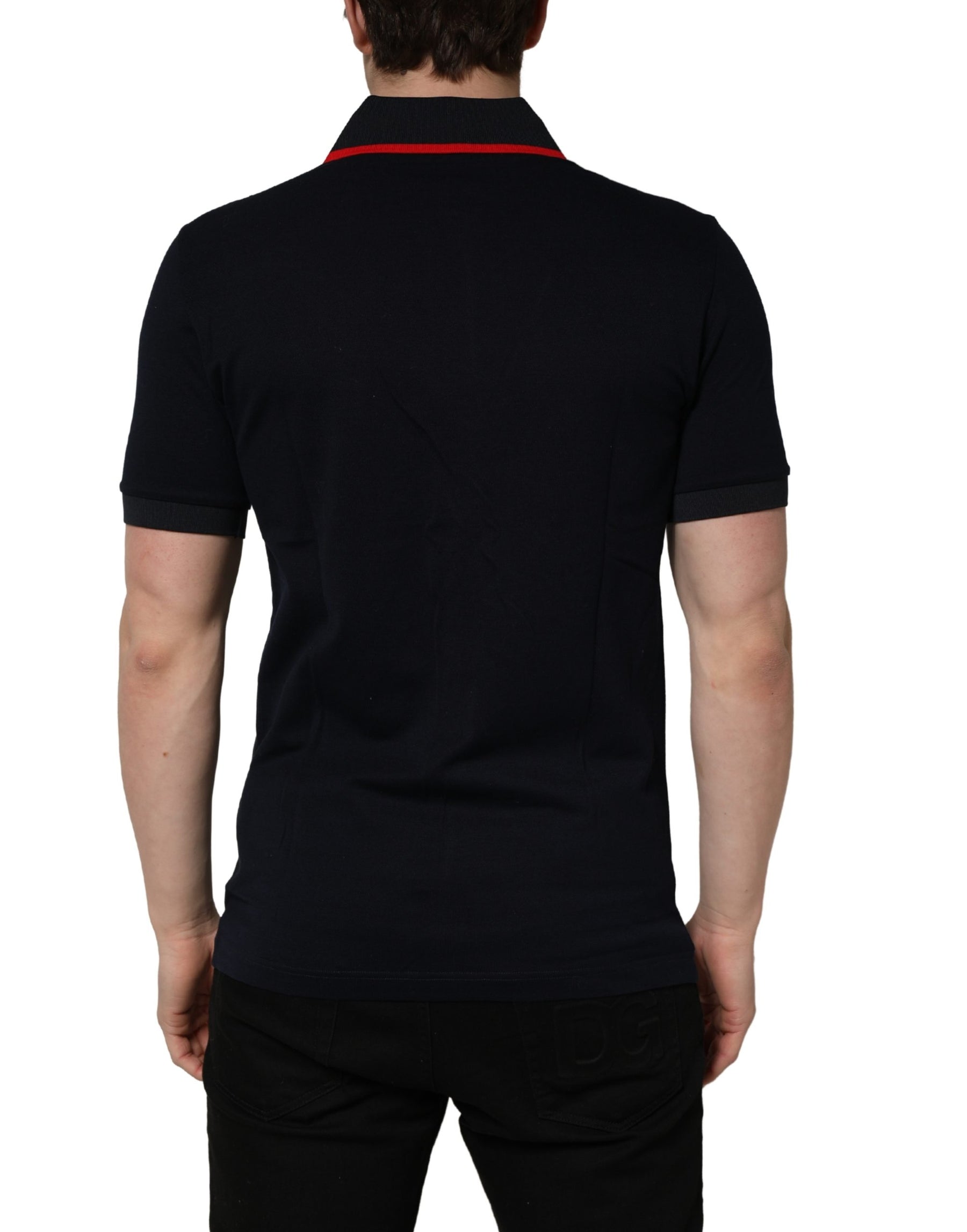 Dolce & Gabbana Black DG Logo Print Short Sleeve Polo T-shirt | Regal Royce