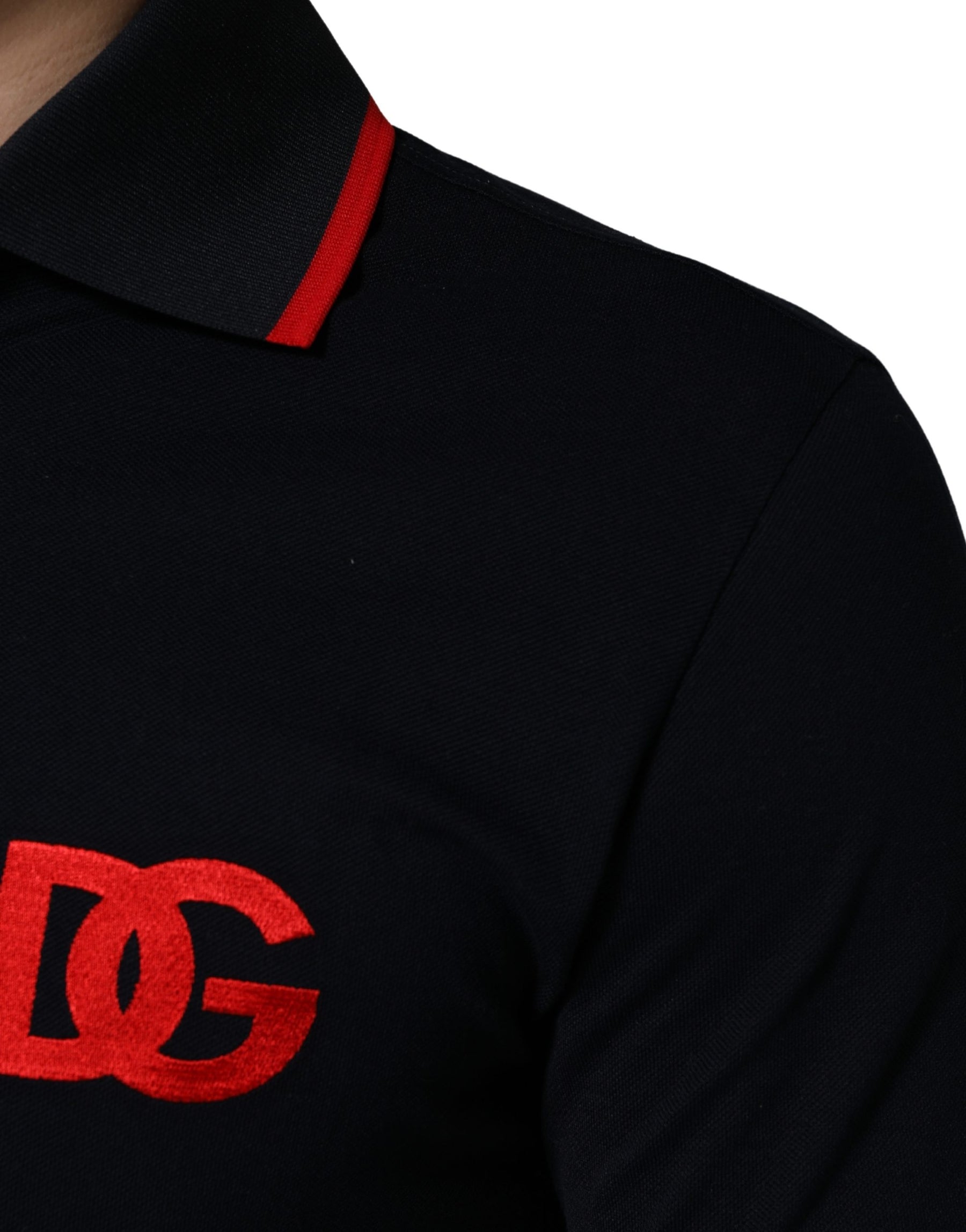 Dolce & Gabbana Black DG Logo Print Short Sleeve Polo T-shirt | Regal Royce