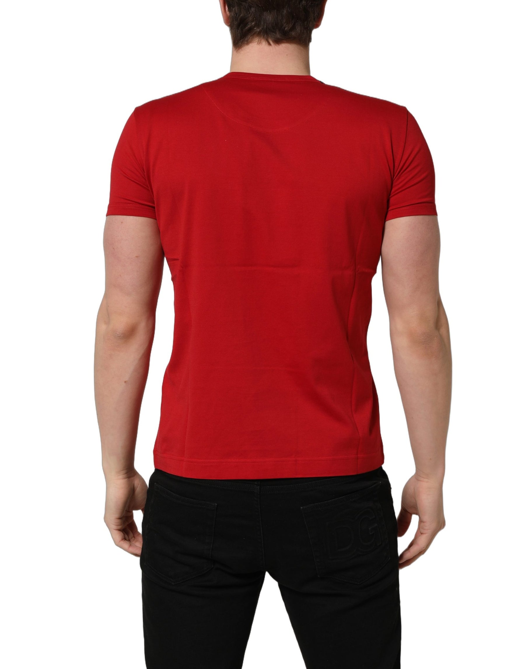 Dolce & Gabbana Red Goodluck 2023 Cotton Crew Neck T-shirt | Regal Royce