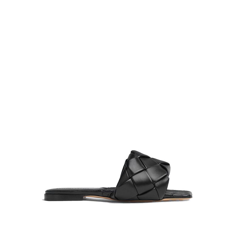 Bottega Veneta Black Lamb Leather Flat Sandals | Regal Royce