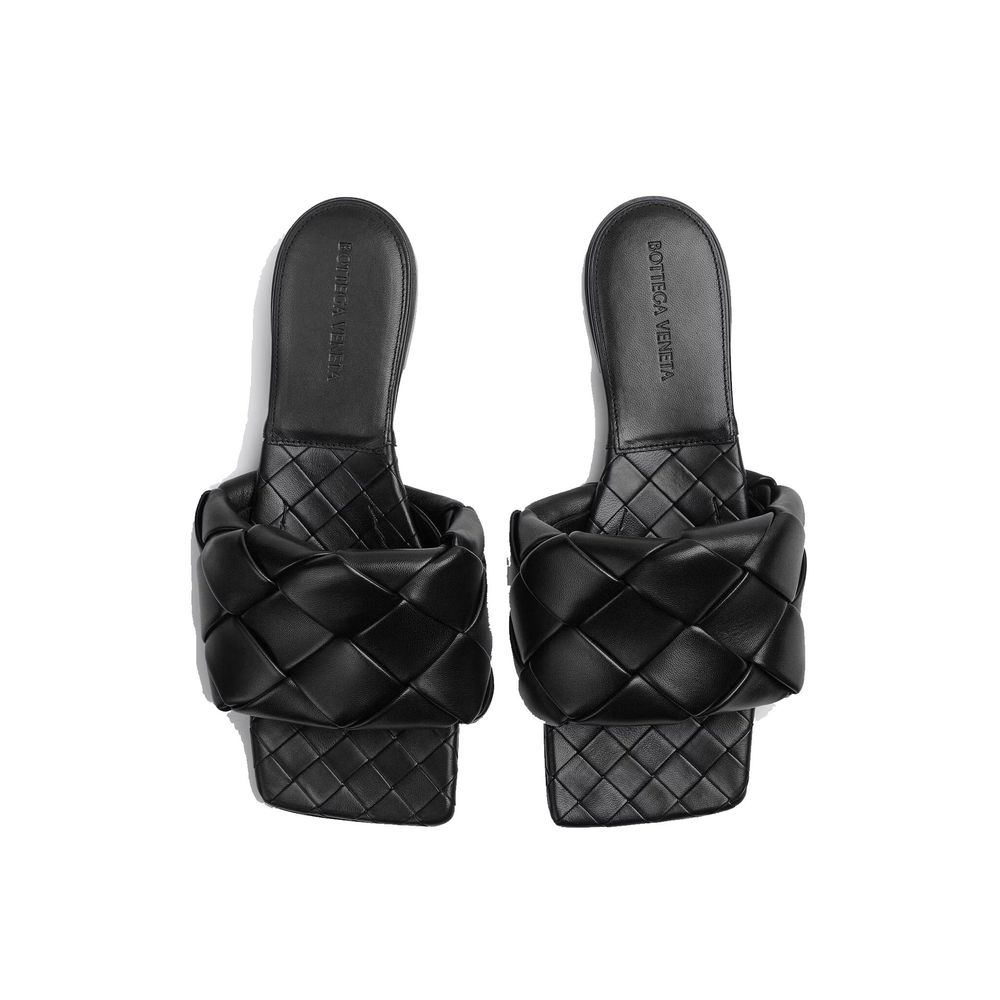Bottega Veneta Black Lamb Leather Flat Sandals | Regal Royce