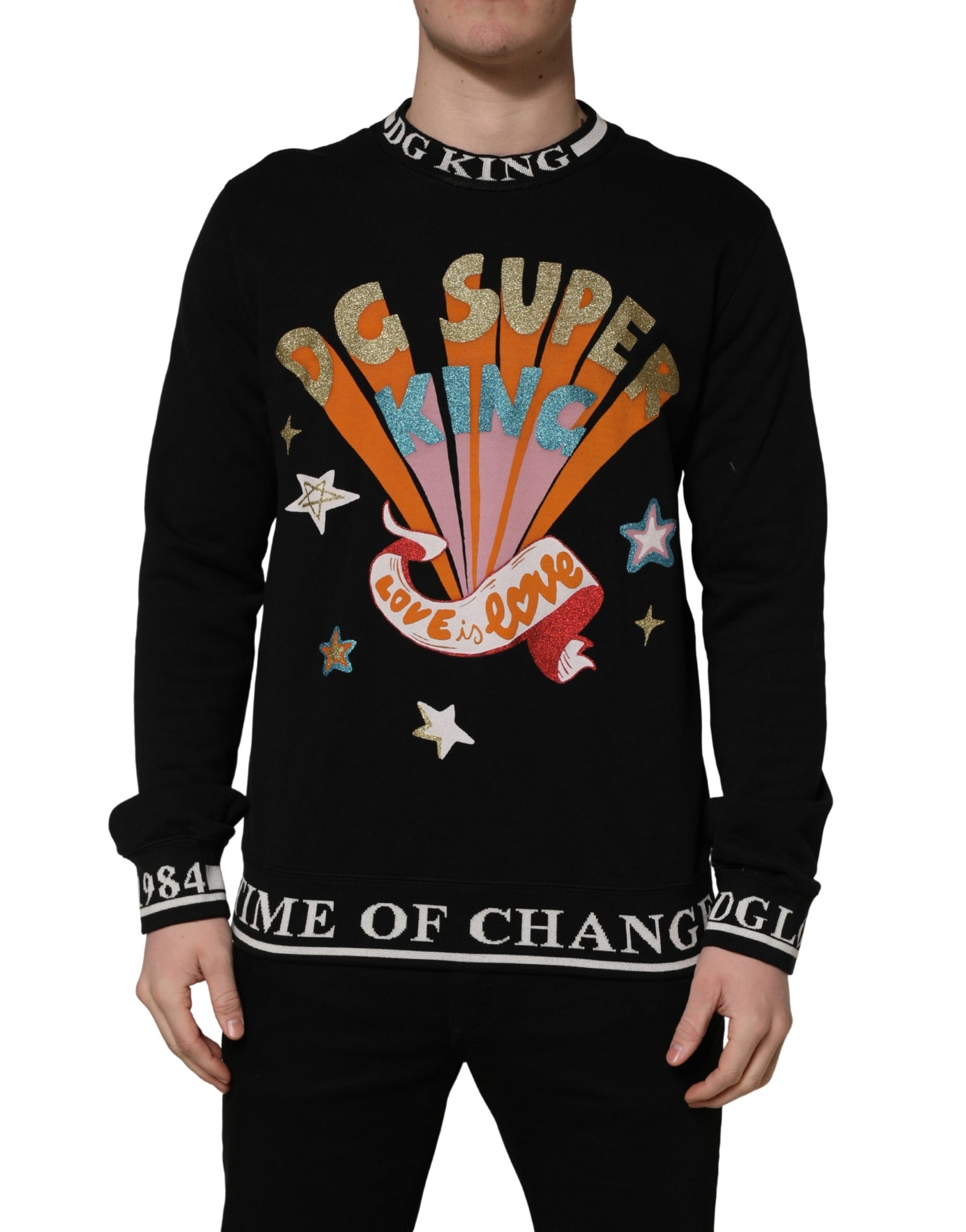 Dolce & Gabbana Black Super King Crew Neck Sweatshirt Sweater | Regal Royce