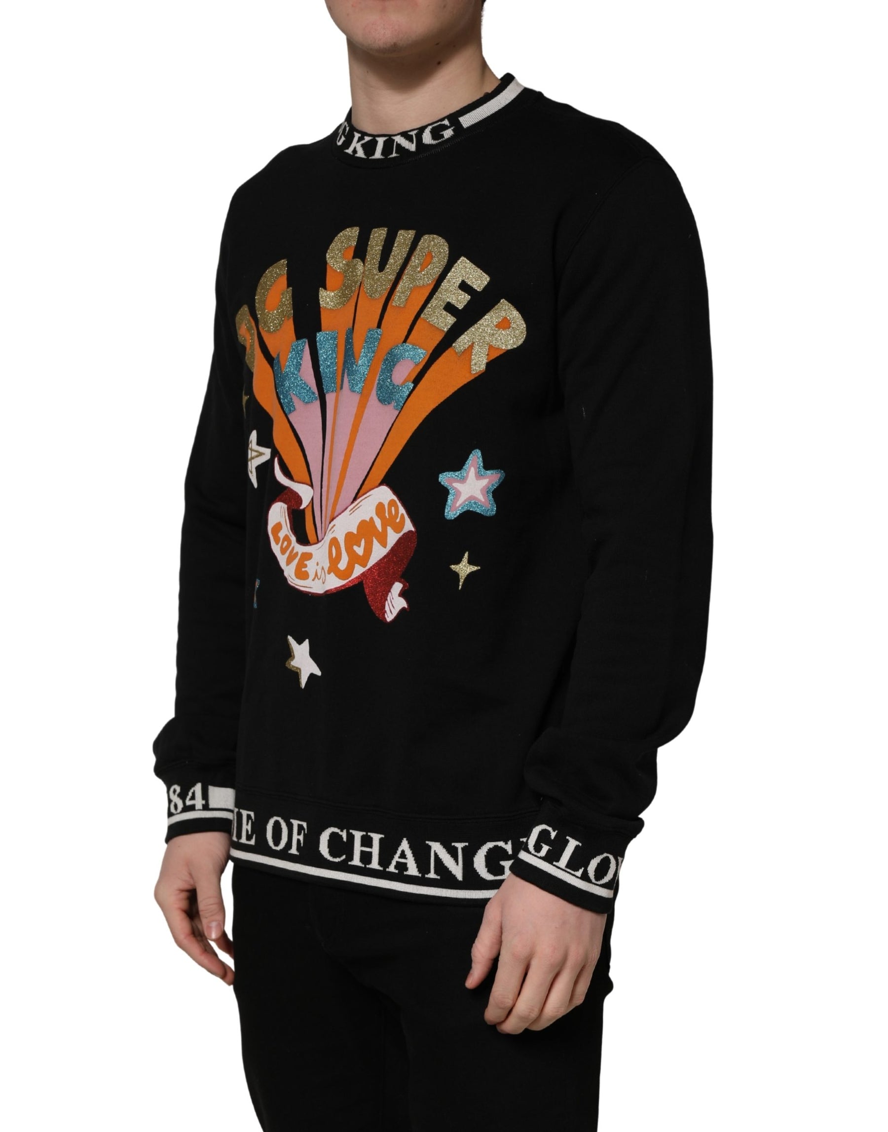 Dolce & Gabbana Black Super King Crew Neck Sweatshirt Sweater | Regal Royce