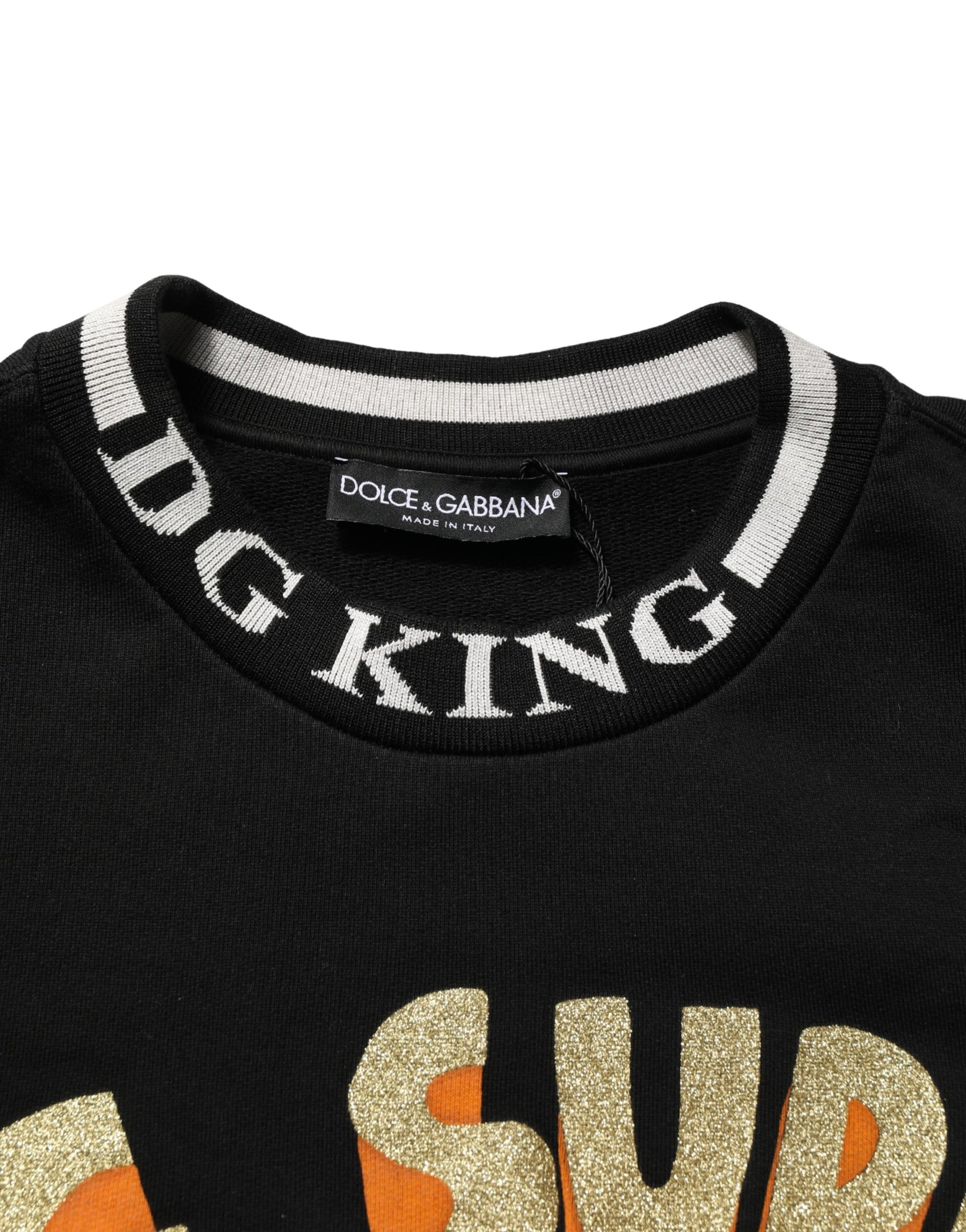 Dolce & Gabbana Black Super King Crew Neck Sweatshirt Sweater | Regal Royce