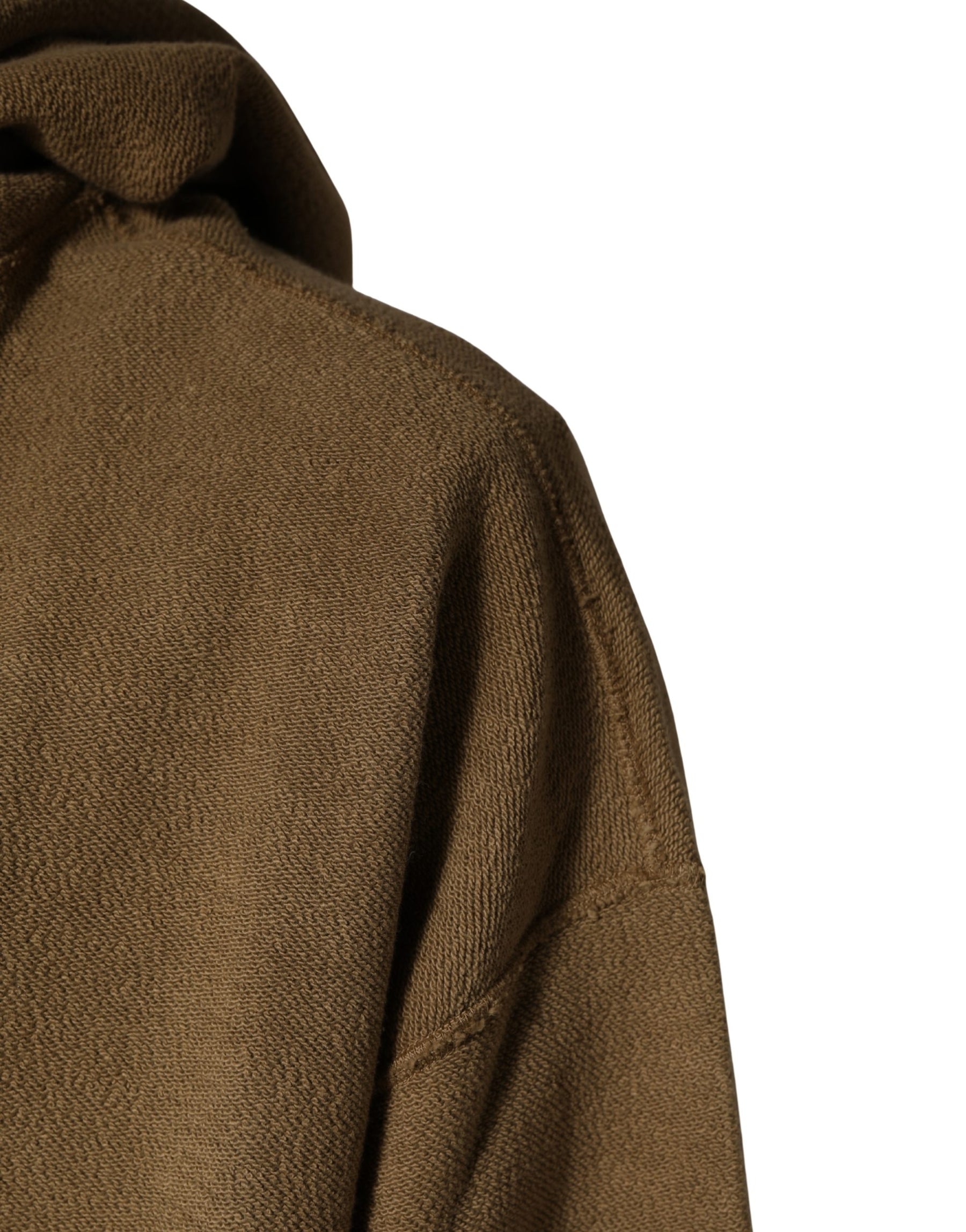 Dolce & Gabbana Brown Cotton Logo Coin Hooded Pullover Sweater | Regal Royce