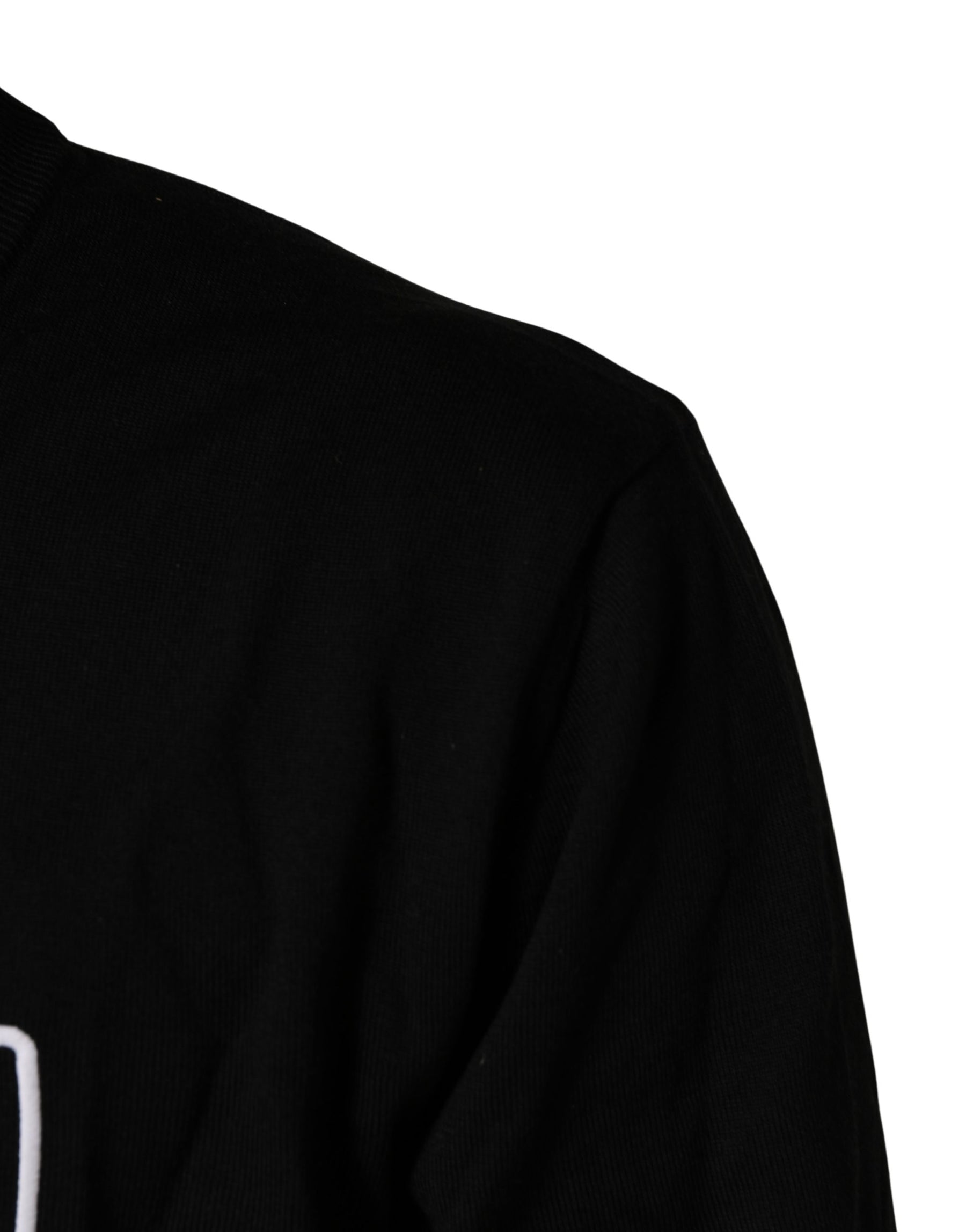 Dolce & Gabbana Black Graphic Logo Crew Neck Wool Pullover Sweater | Regal Royce
