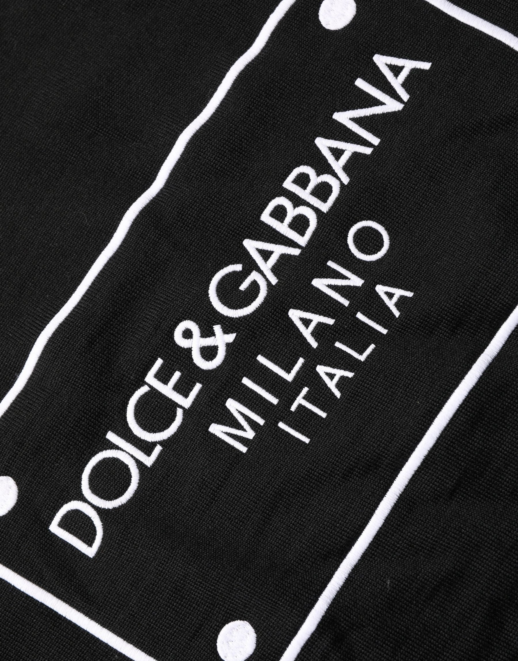 Dolce & Gabbana Black Graphic Logo Crew Neck Wool Pullover Sweater | Regal Royce