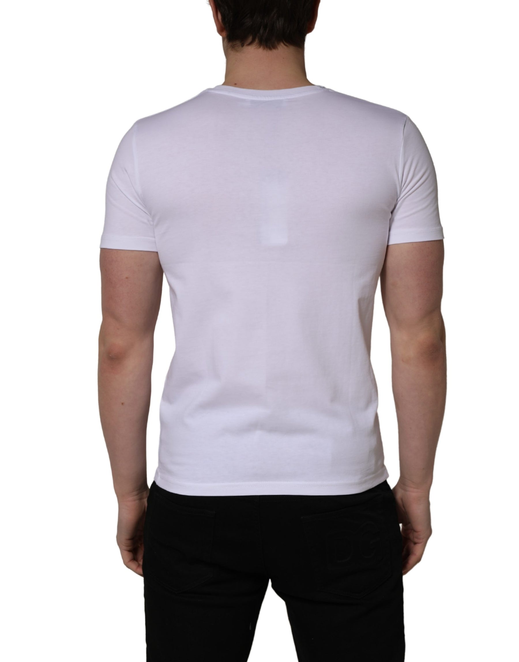 Dolce & Gabbana White Heart Shaped Camouflage Patch Men T-shirt | Regal Royce