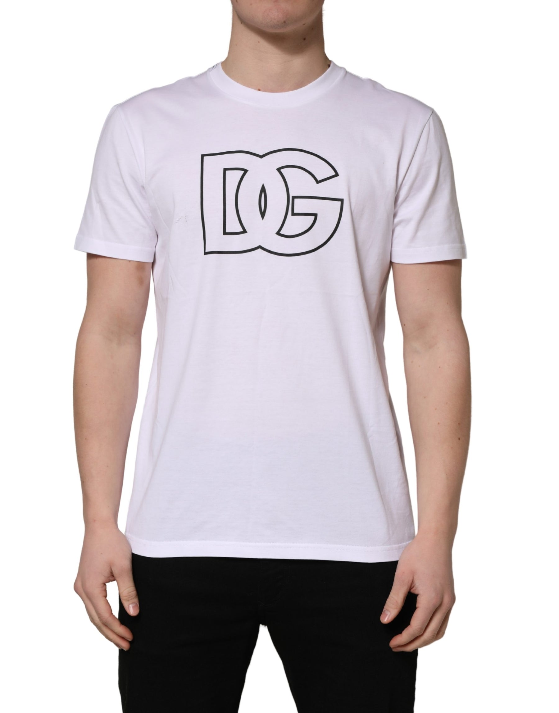 Dolce & Gabbana White DG Logo Print Short Sleeves Men T-shirt | Regal Royce