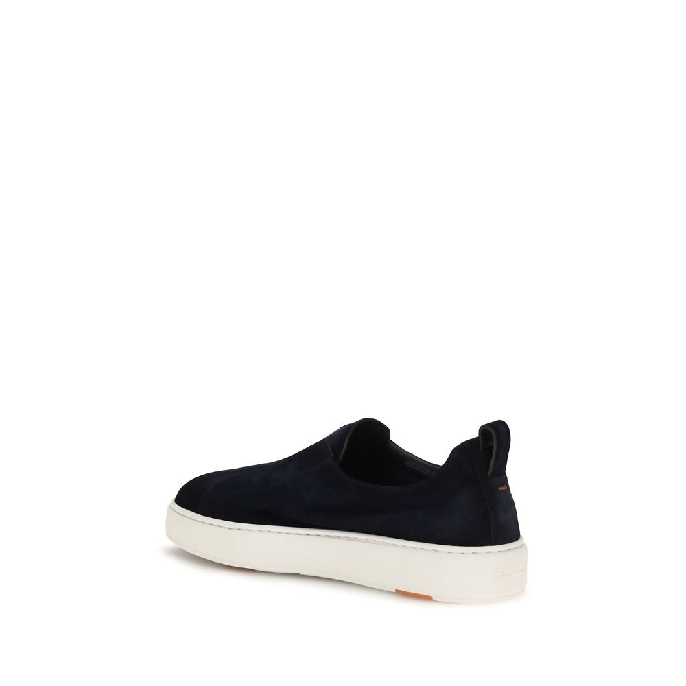 Santoni Blue Calf Leather Bos Taurus Sneakers | Regal Royce