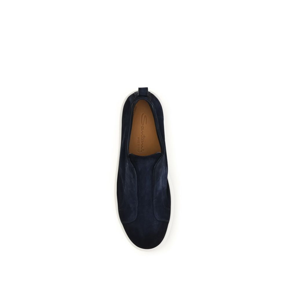 Santoni Blue Calf Leather Bos Taurus Sneakers | Regal Royce