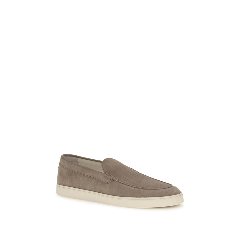 Brunello Cucinelli Gray Calf Leather Bos Taurus Slip-On Loafers | Regal Royce