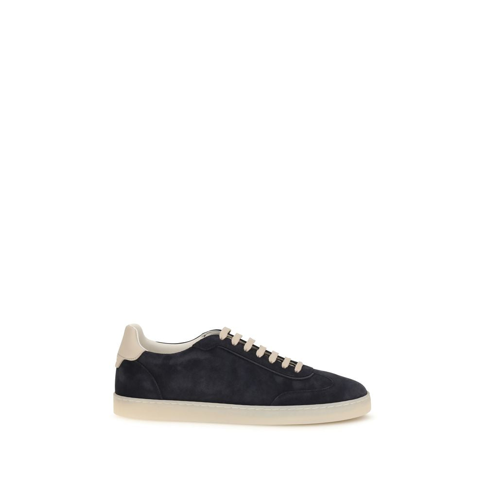 Brunello Cucinelli Brown Calf Leather Bos Taurus Low Top Sneakers | Regal Royce