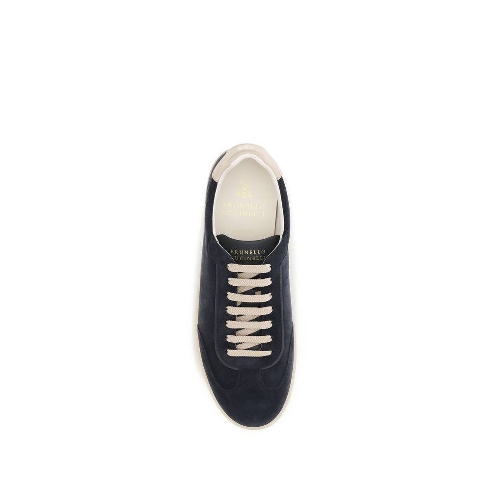 Brunello Cucinelli Brown Calf Leather Bos Taurus Low Top Sneakers | Regal Royce