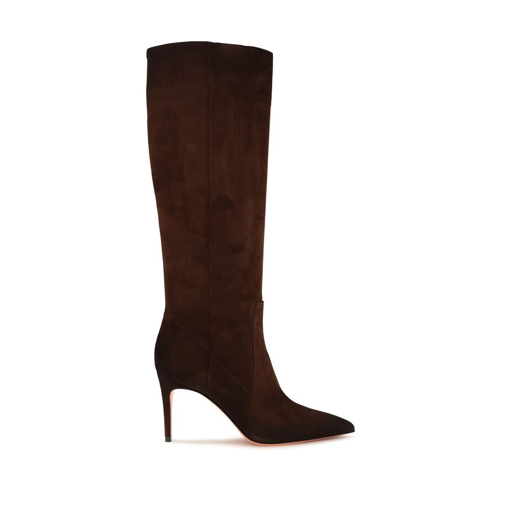 Santoni Brown Calf Leather Bos Taurus High Heel Boots | Regal Royce