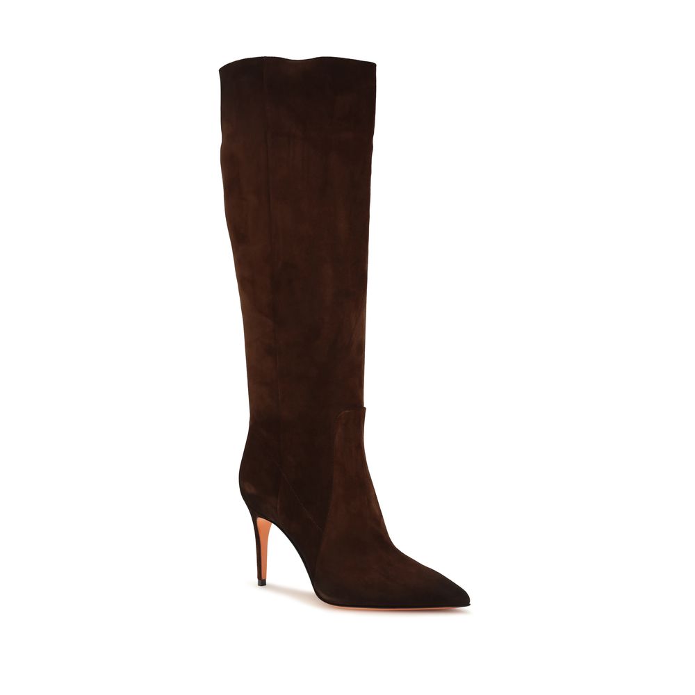 Santoni Brown Calf Leather Bos Taurus High Heel Boots | Regal Royce