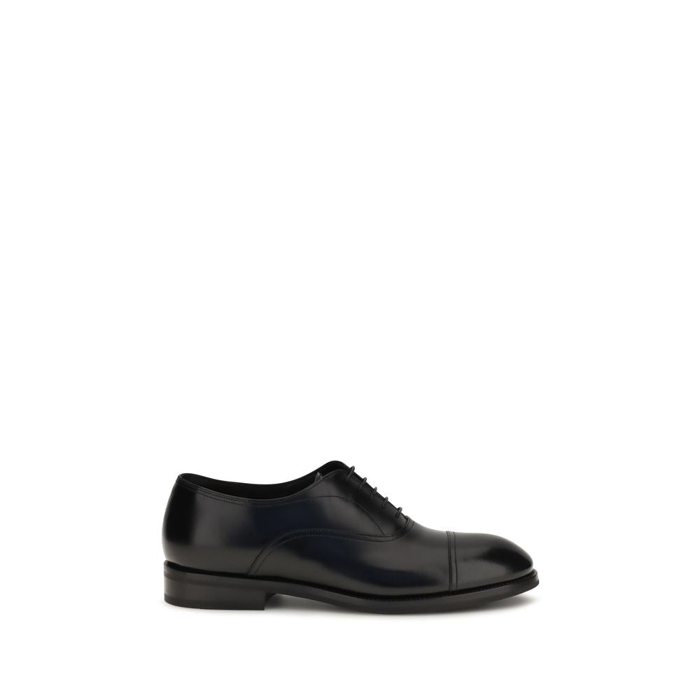 Santoni Black Calf Leather Bos Taurus Oxfords And Derbies | Regal Royce
